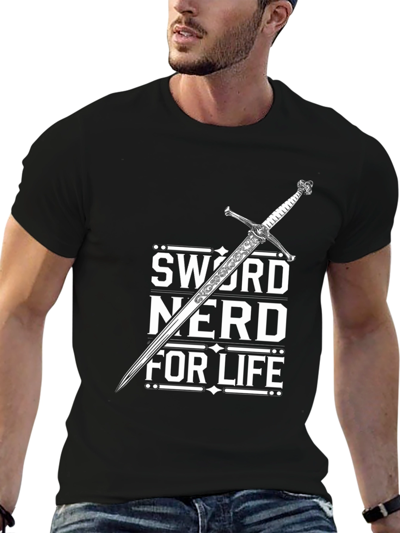 Black Sword Nerd For Life Black T-Shirt view 6