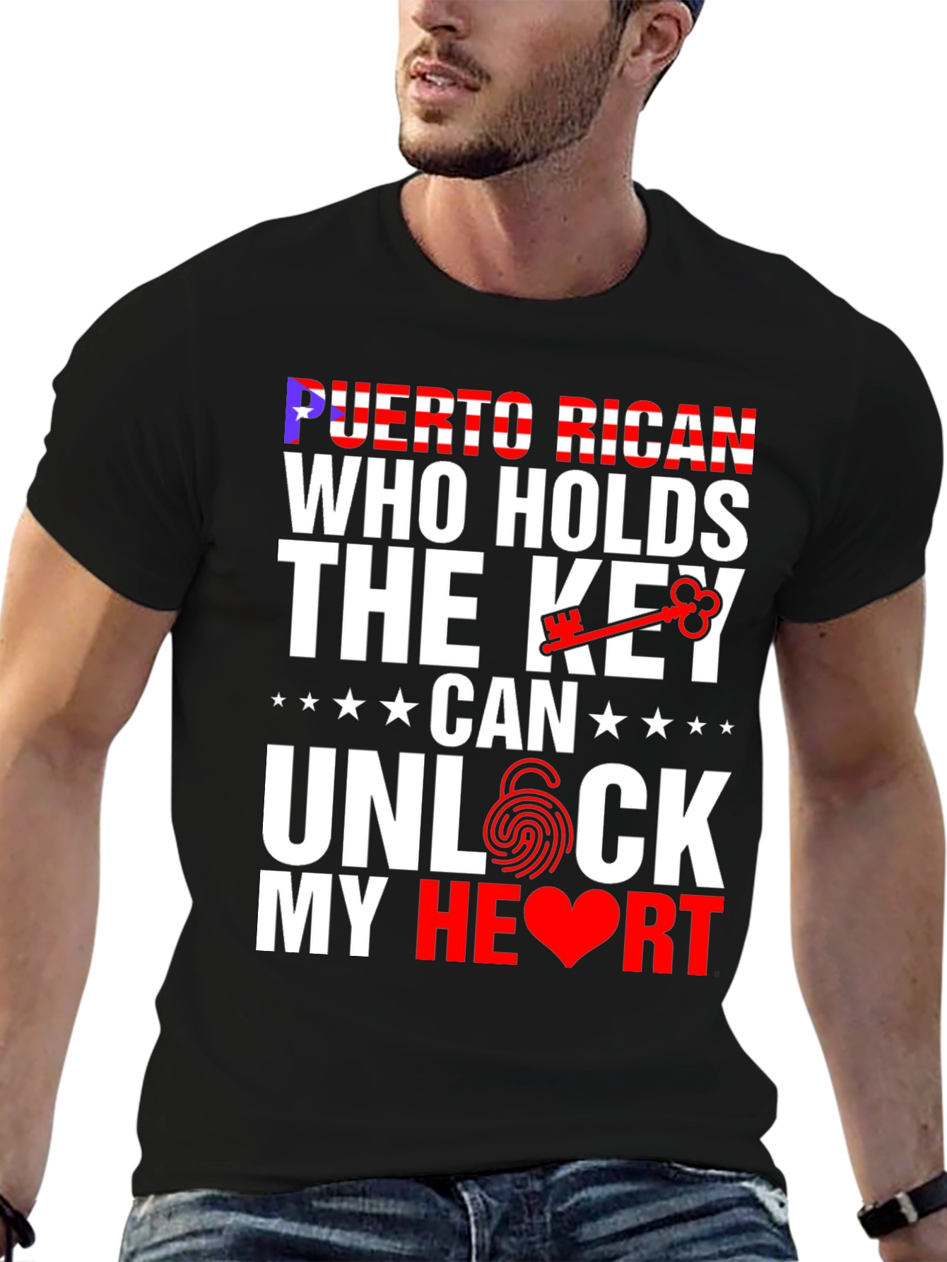 Black Puerto Rican Key to My Heart Graphic T-Shirt view 6