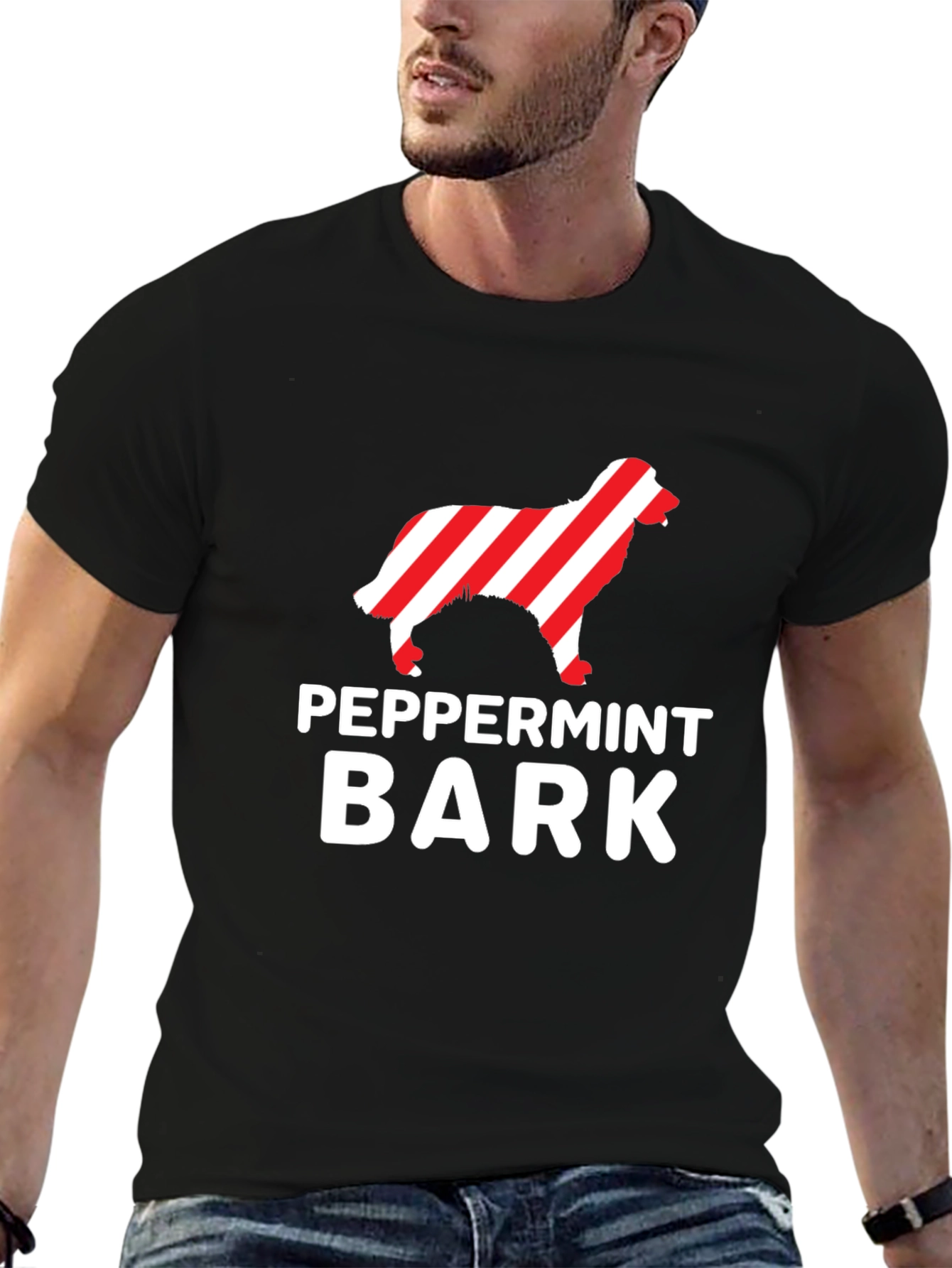 Black Peppermint Bark Dog Lover Black Tee view 6