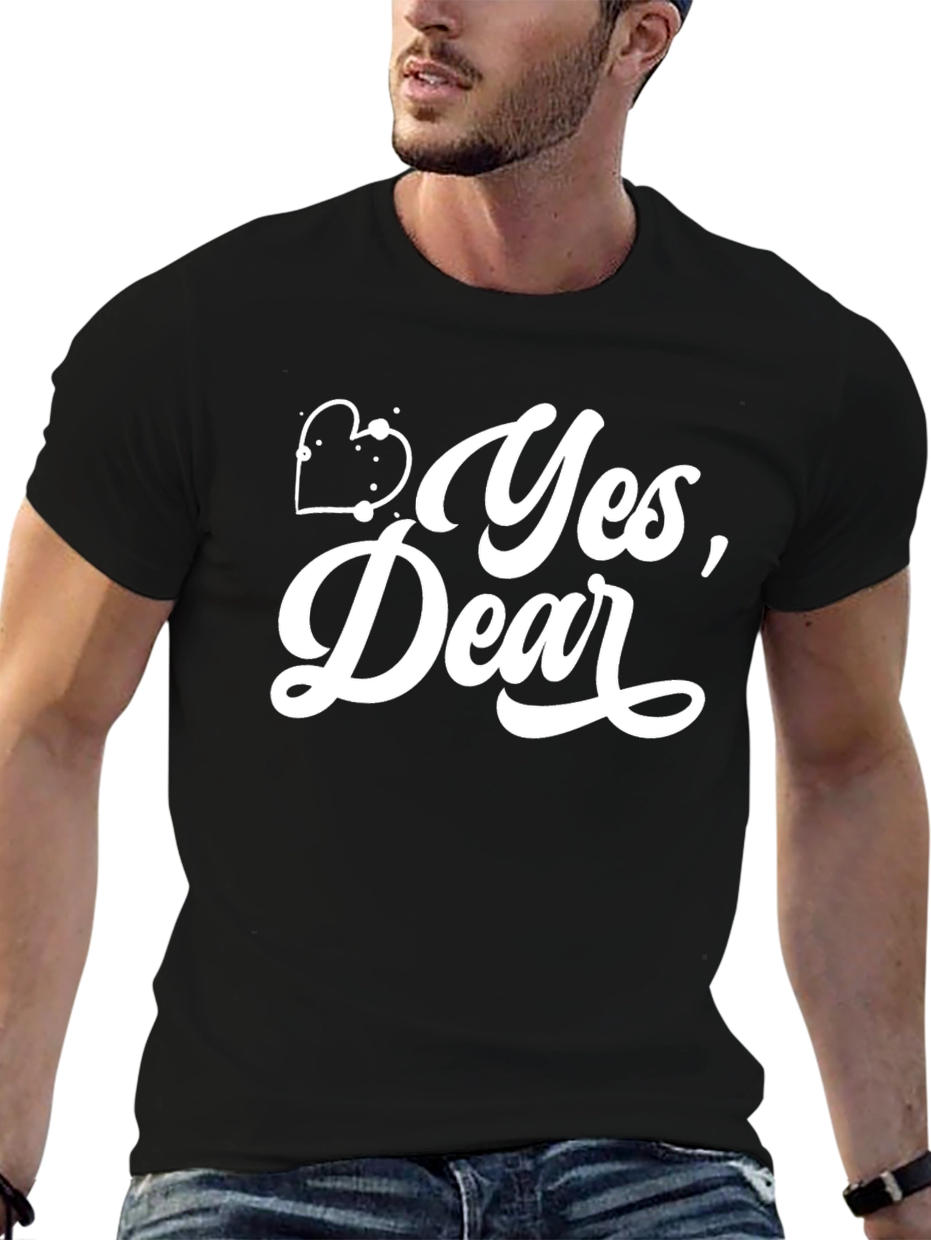 Black Yes, Dear T-Shirt - Fun Couple's Tee view 6