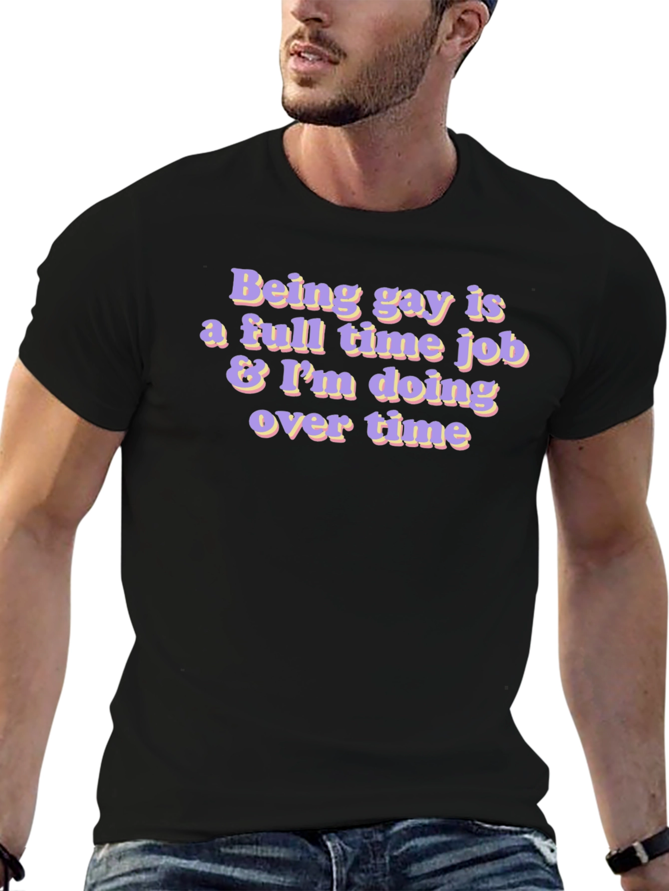 Black Gay Overtime Black T-Shirt view 6