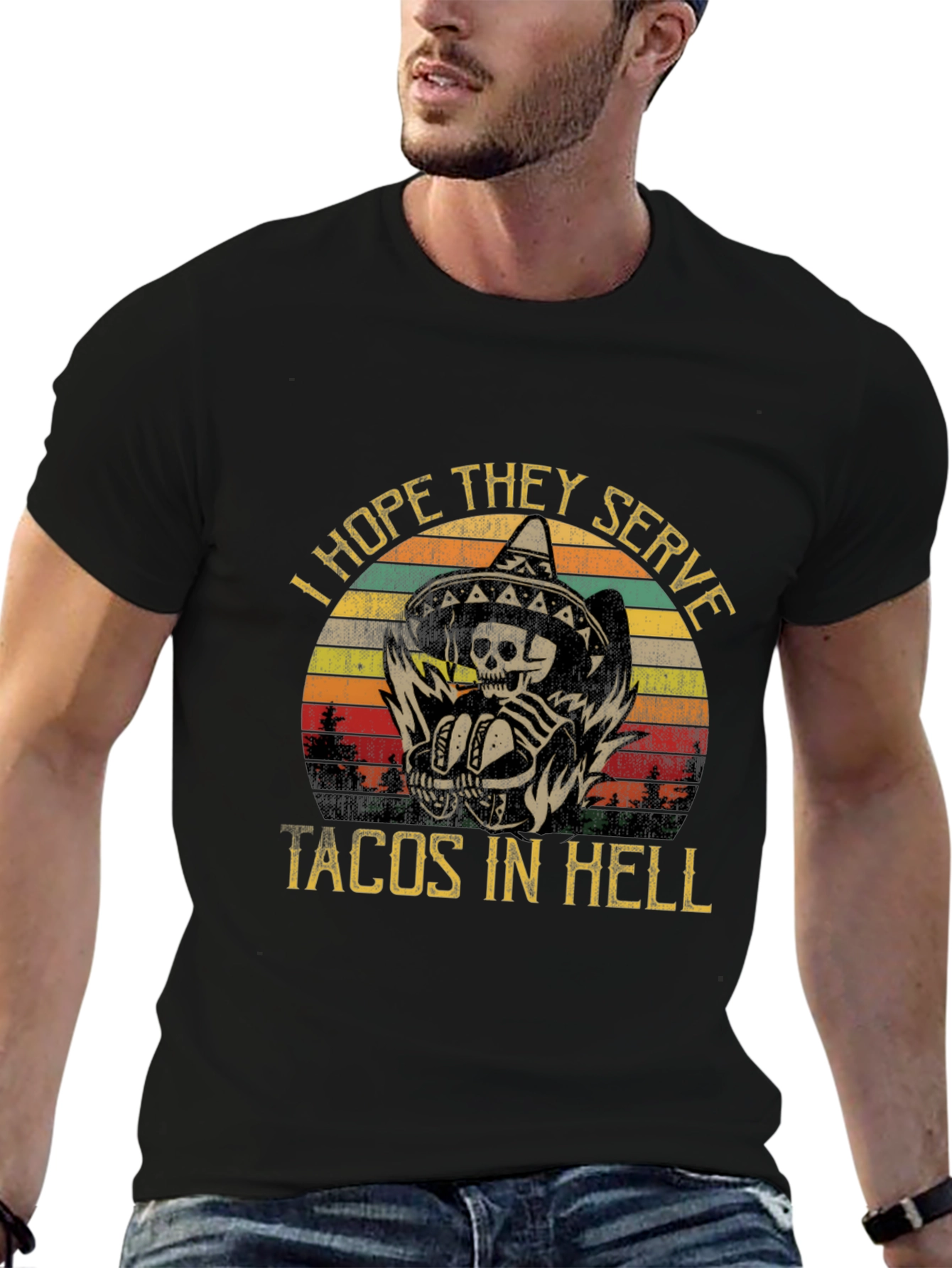 Black I Hope They Serve Tacos in Hell Graphic Tee view 6