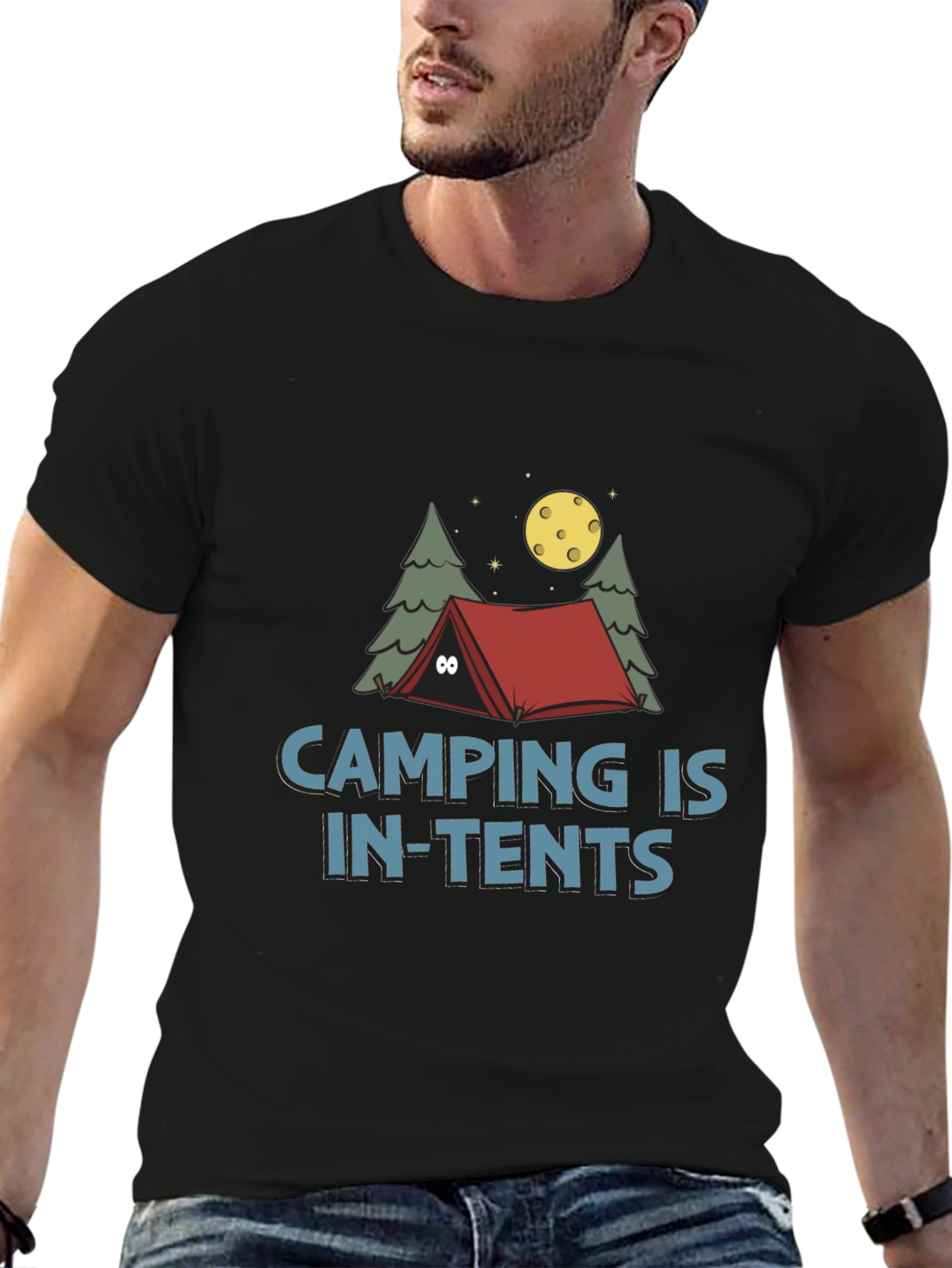 Black Camping Is In-Tents Funny Graphic Tee view 6