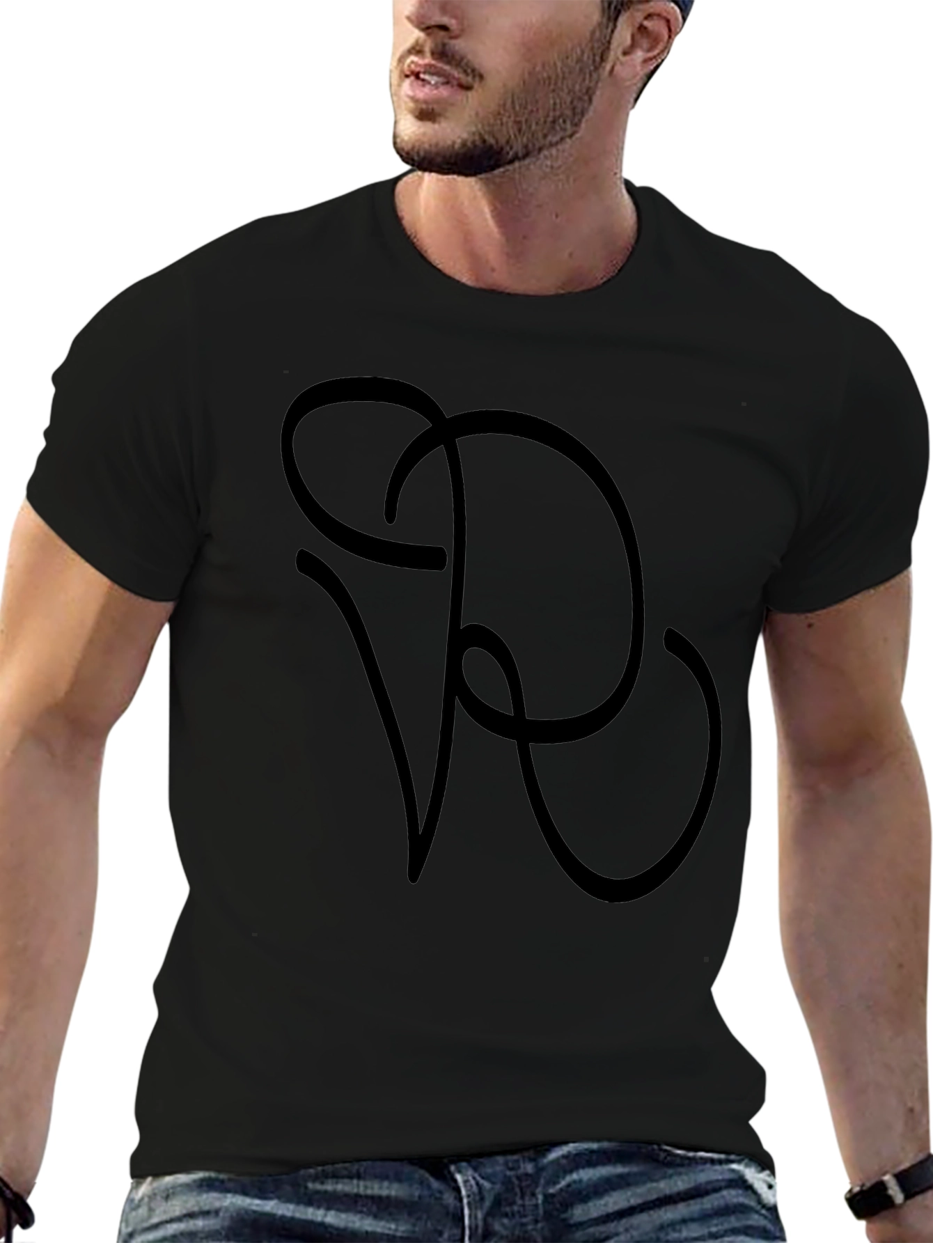 Black Stylish Black Graphic Tee - Abstract VR Design view 6