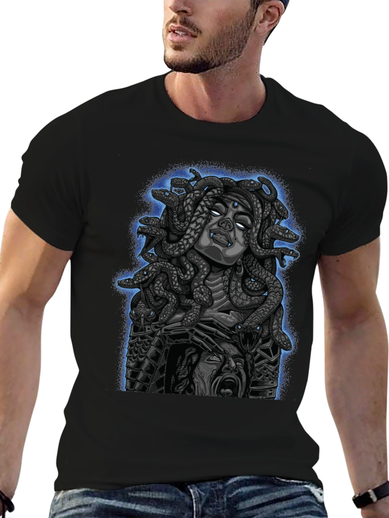 Black Medusa Graphic Print Tee - Mythical Style view 6