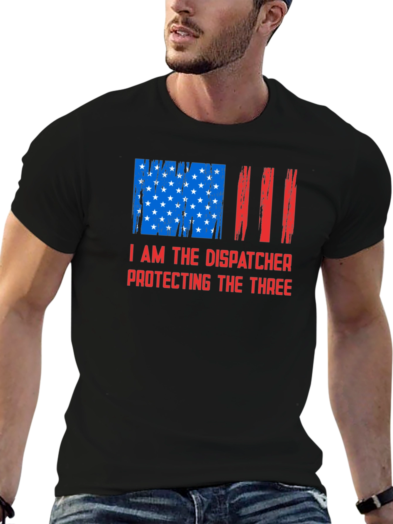 Black Dispatcher Protecting The Three Graphic T-Shirt view 6