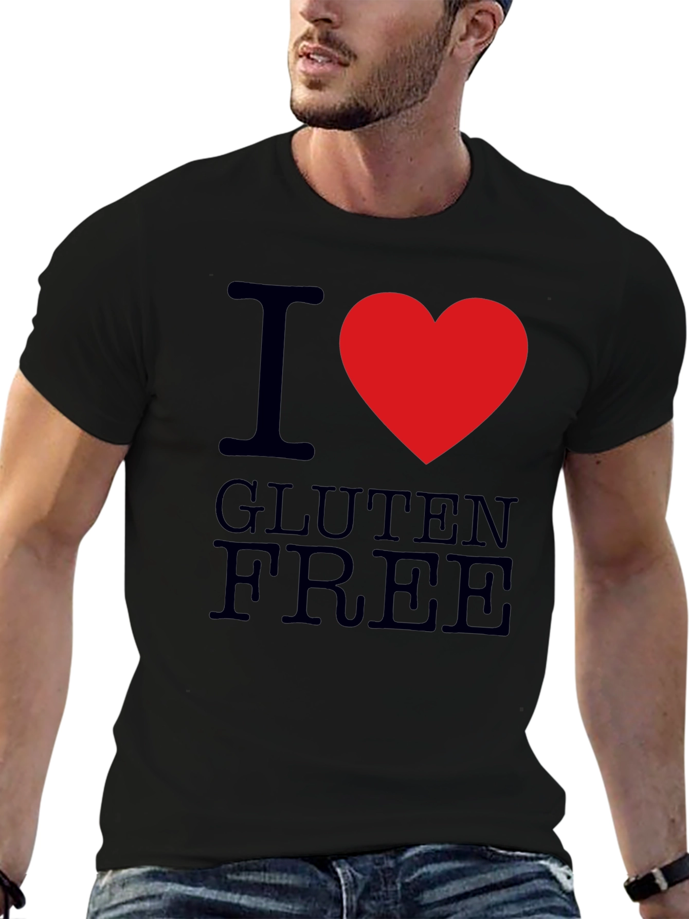 Black I Heart Gluten Free T-Shirt - Mens Black Tee view 6