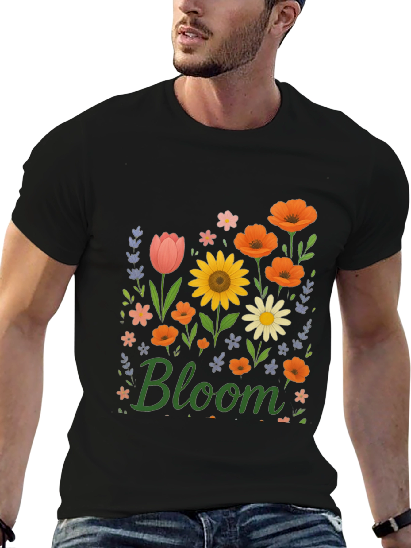 Black Bloom Floral Graphic T-Shirt - Black view 6