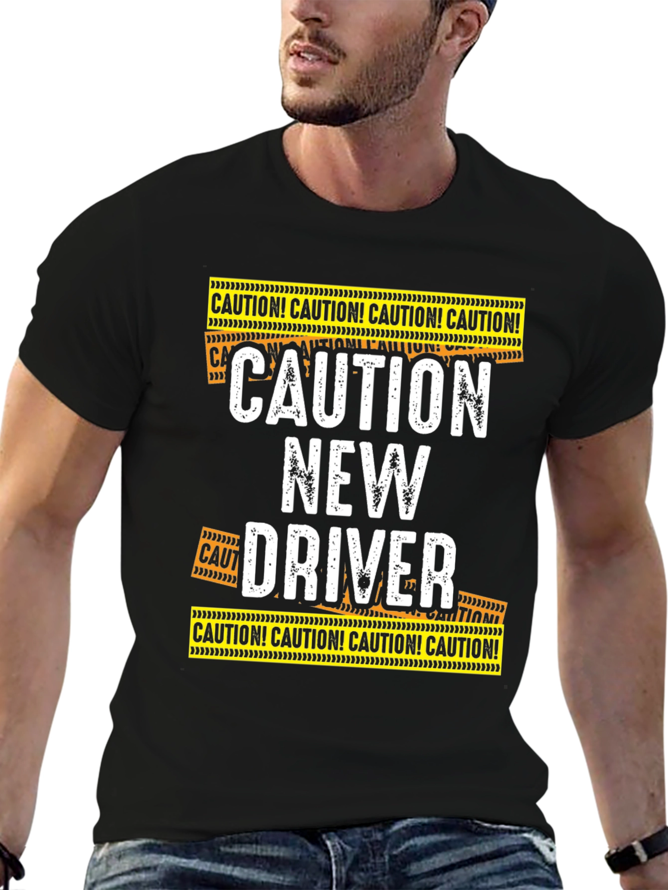 Black Caution New Driver T-Shirt Funny Gift Idea view 6
