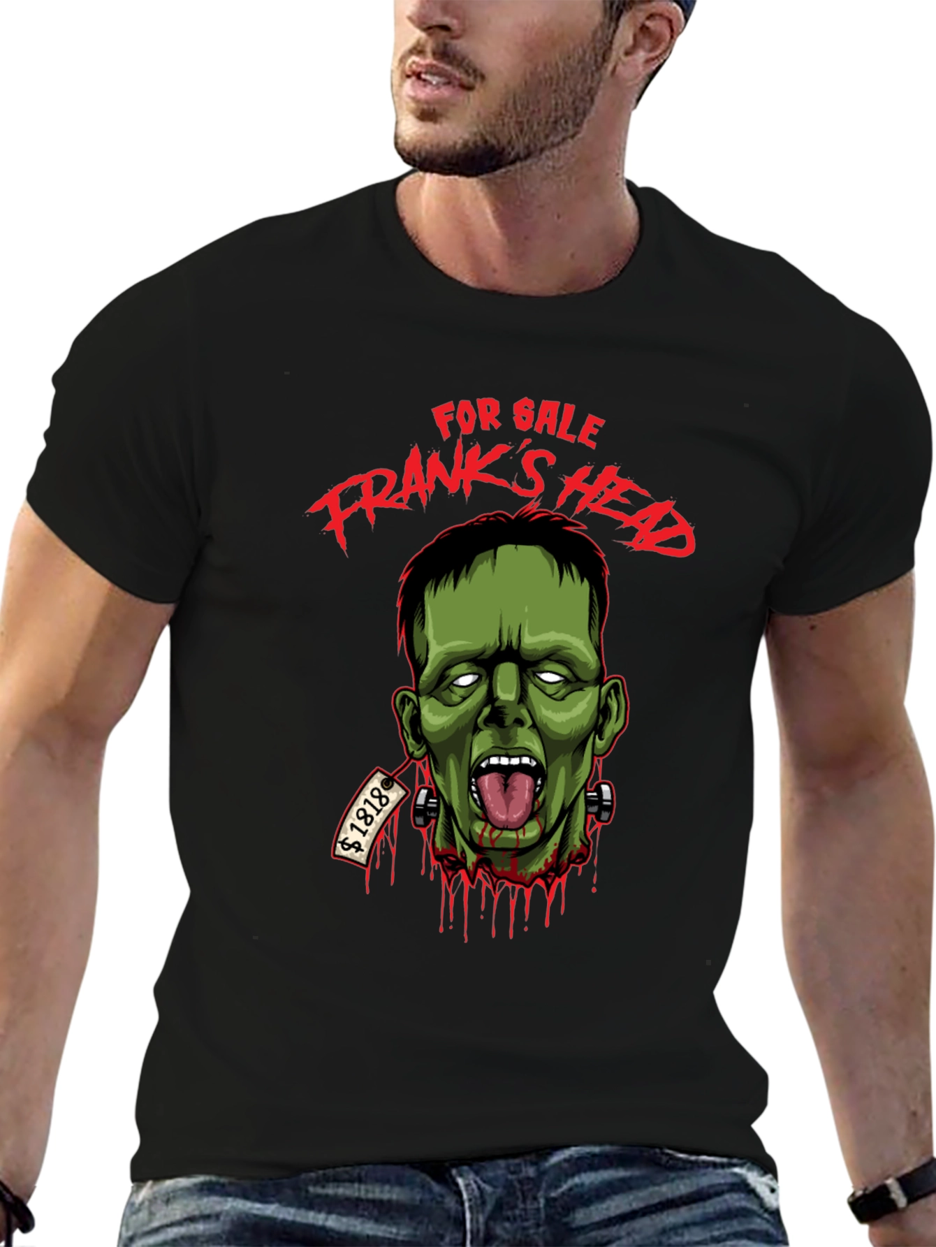 Black Frank's Head For Sale T-Shirt view 6