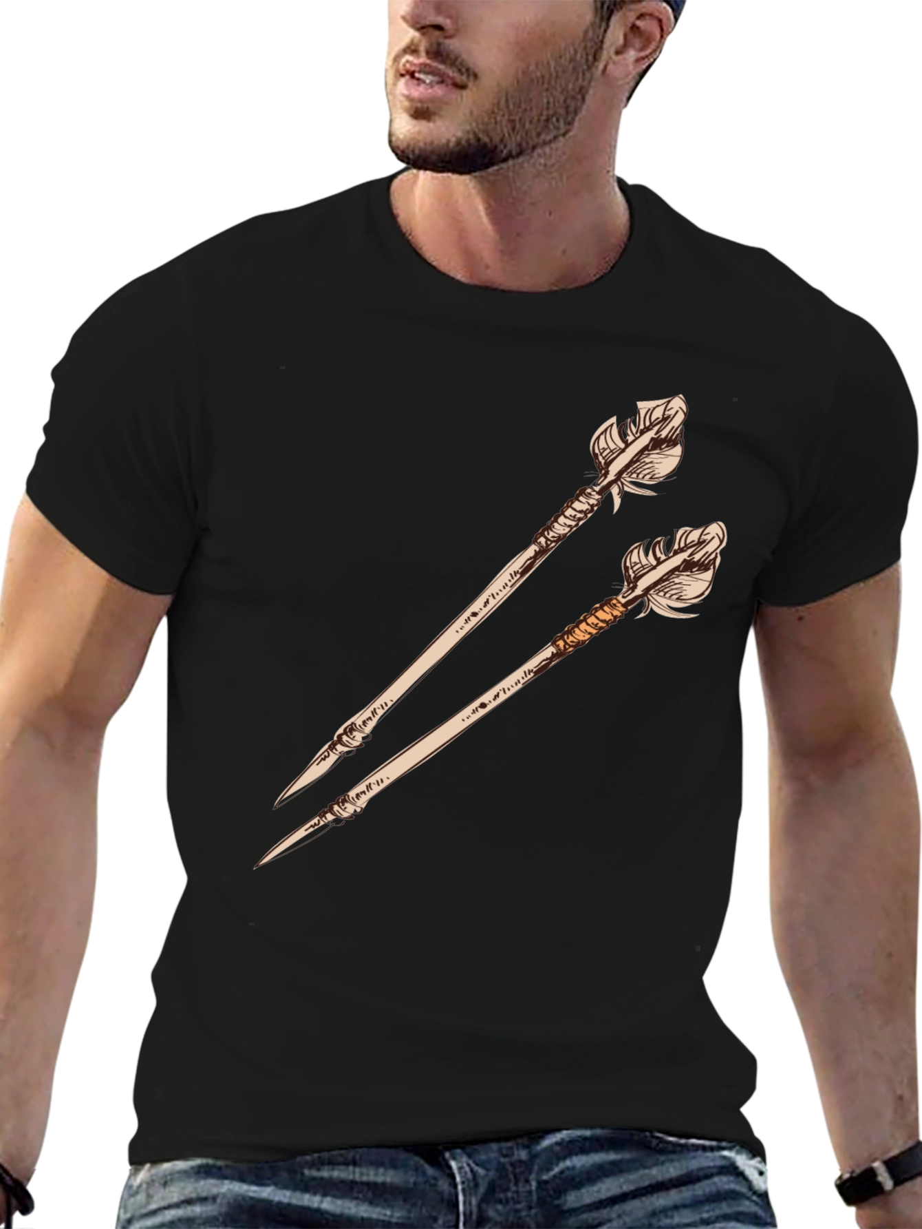 Black Arrow Graphic Tee - Unique Design, Black Shirt view 6