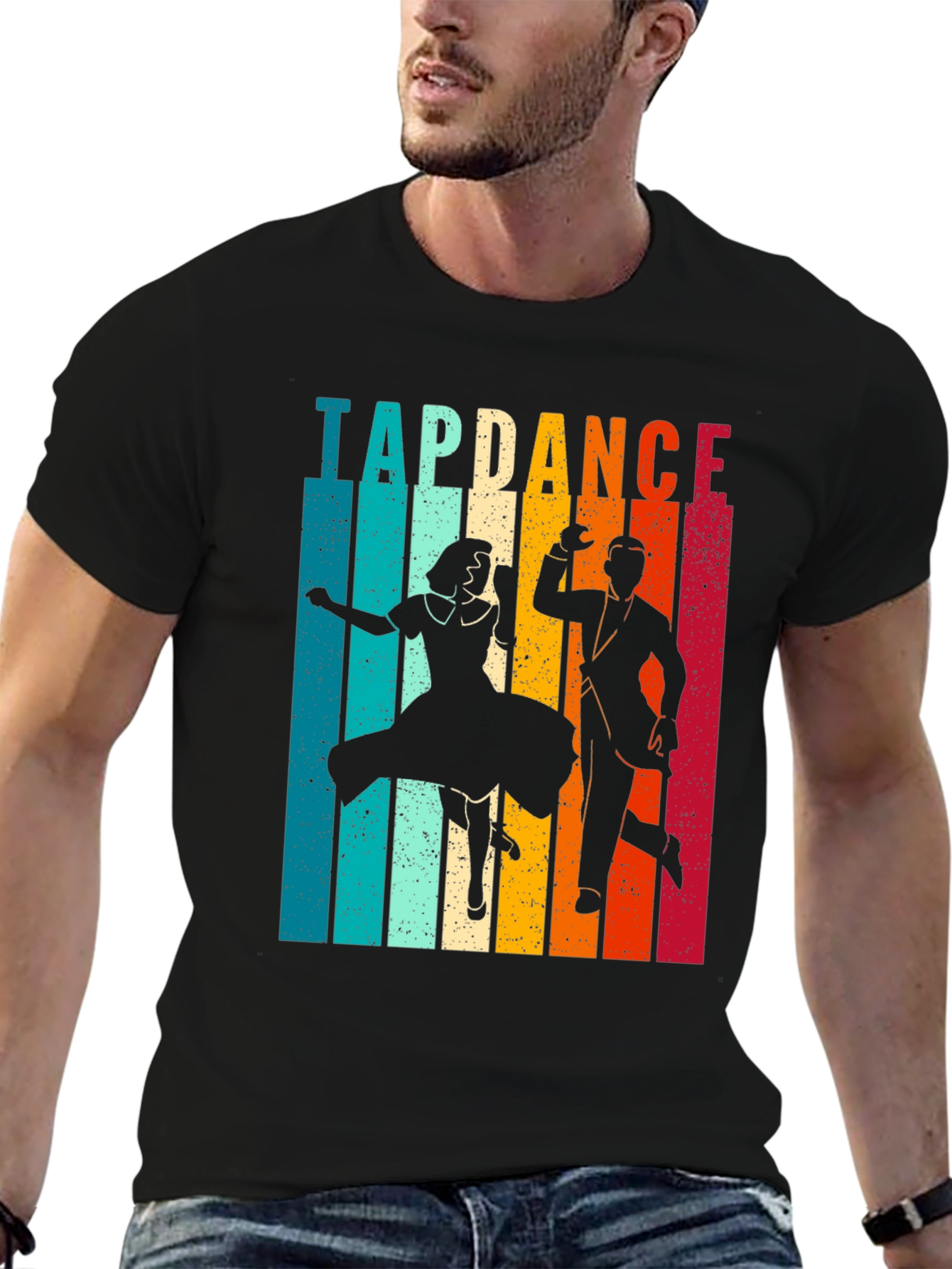 Black Retro Tap Dance T-Shirt - Vintage Dancer Tee view 6