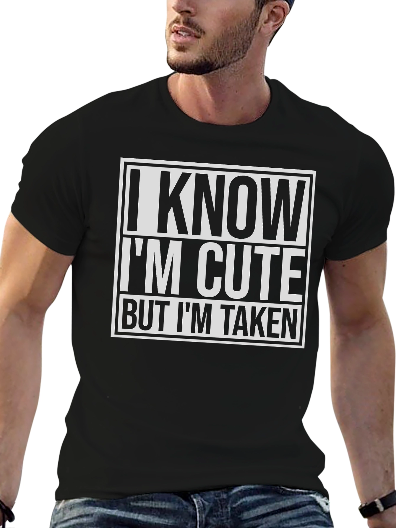 Black I Know I'm Cute T-Shirt - Stylish Graphic Tee for Men view 6