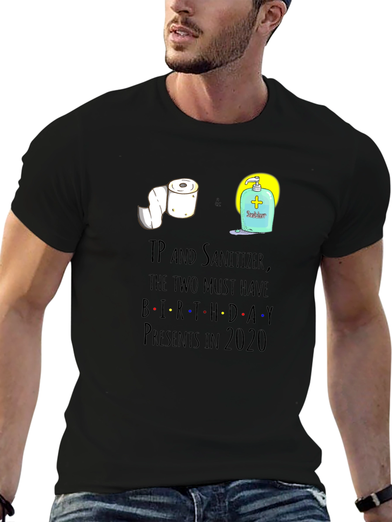 Black TP and Sanitizer Birthday Gift T-Shirt view 6