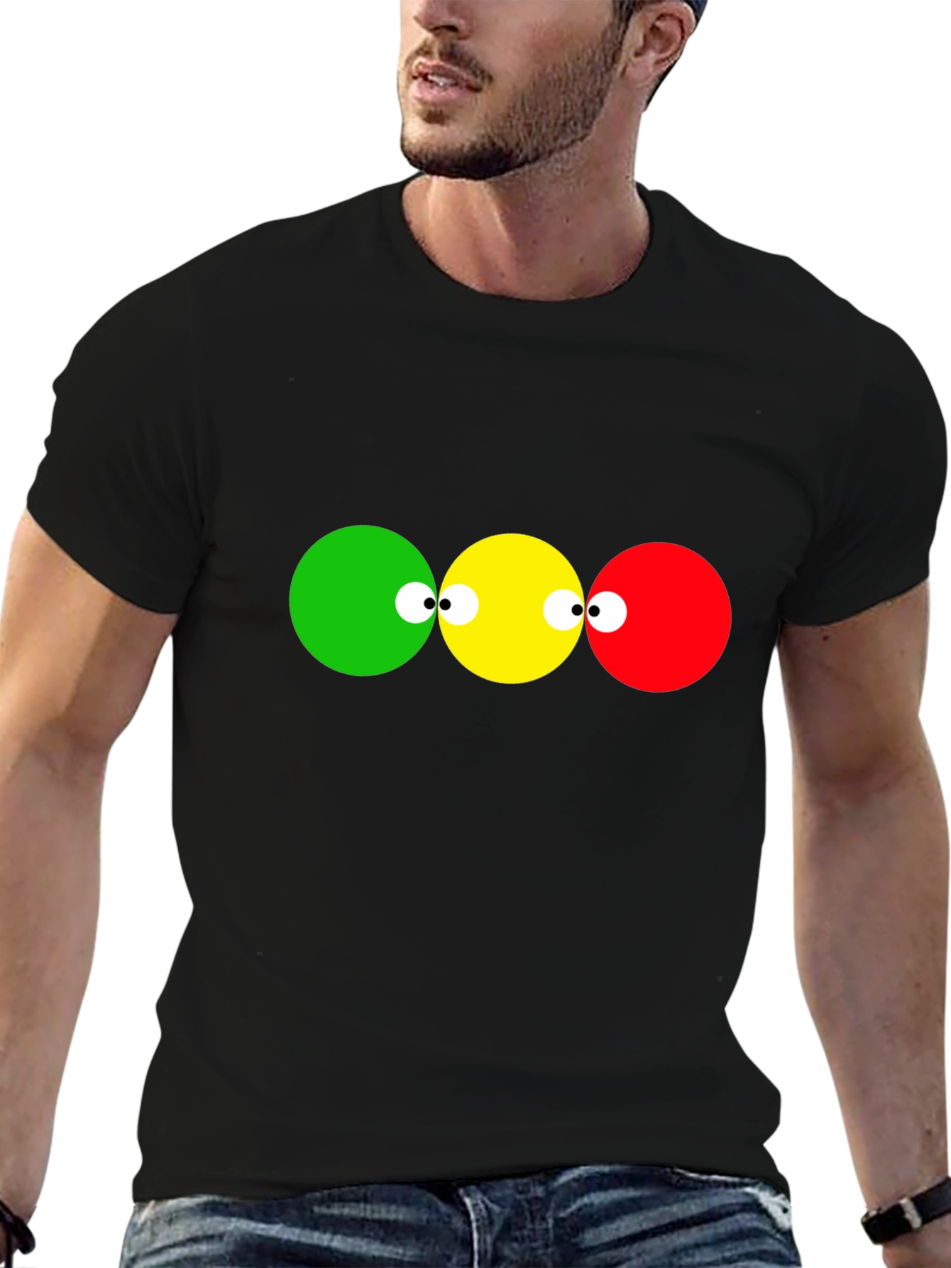 Black Funny Traffic Light T-Shirt view 6