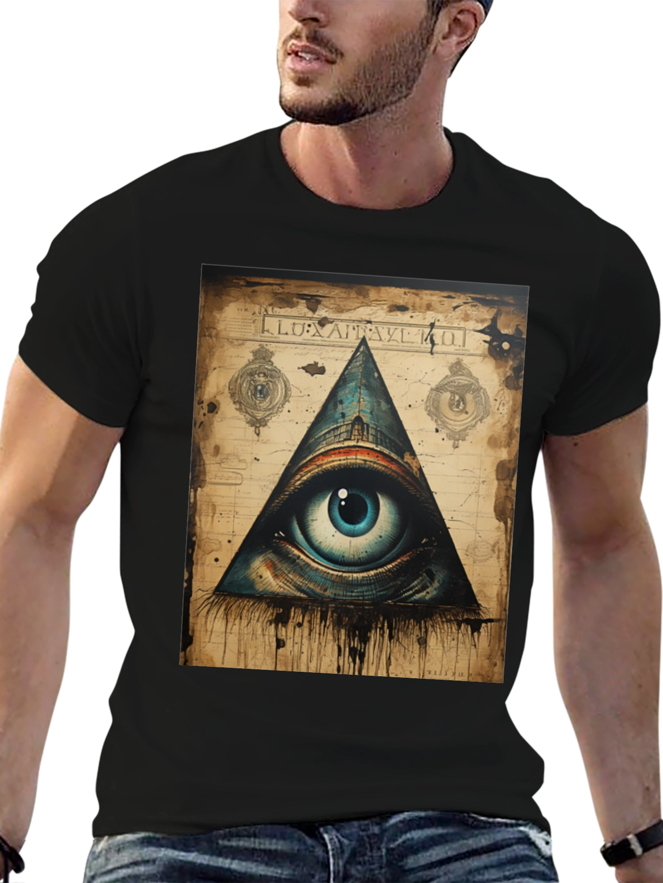 Black All Seeing Eye Graphic Tee view 6