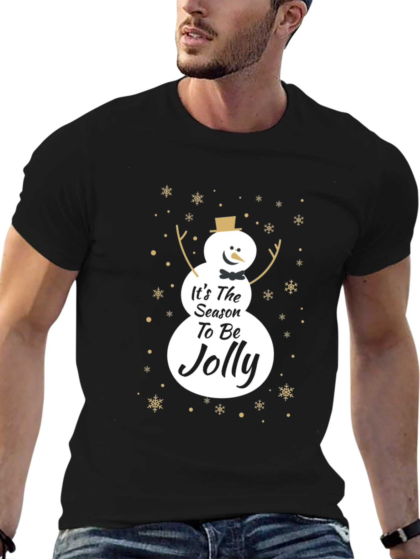 Black Festive Snowman Season T-Shirt view 6