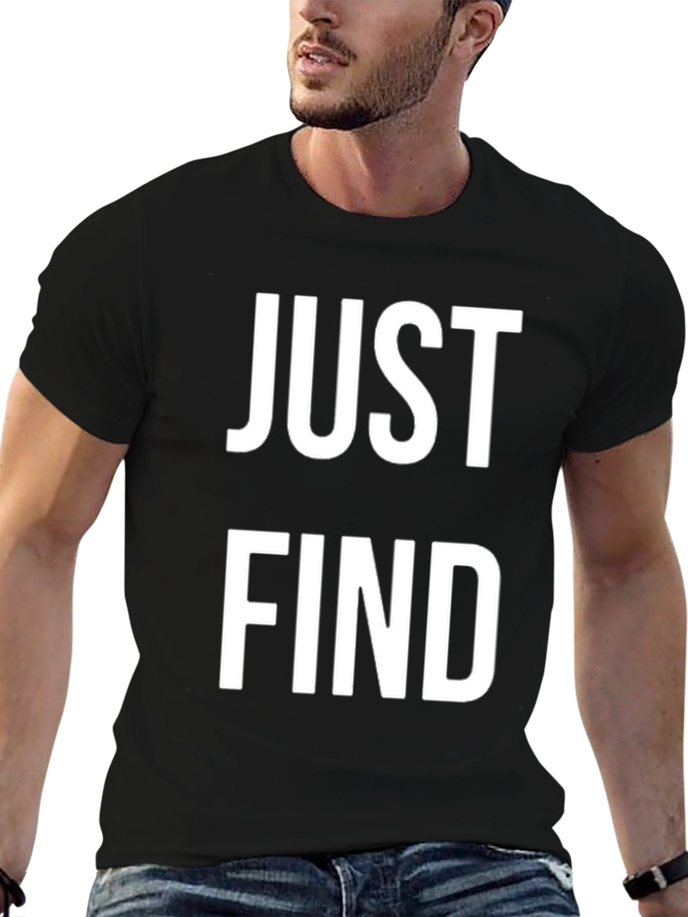 Black Just Find T-Shirt - Bold Statement Tee view 6
