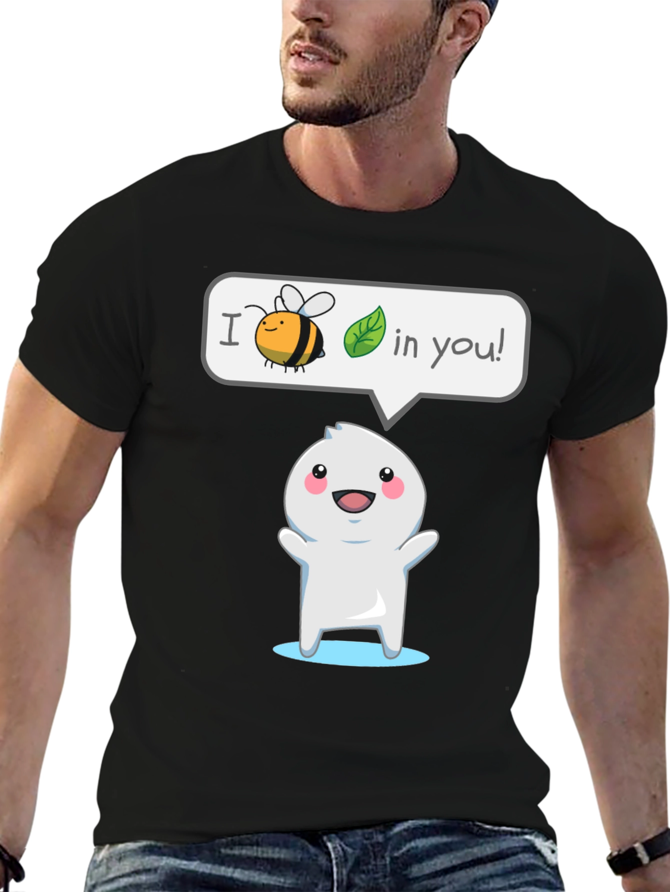 Black I Believe In You T-Shirt - Cute Cartoon Design view 6