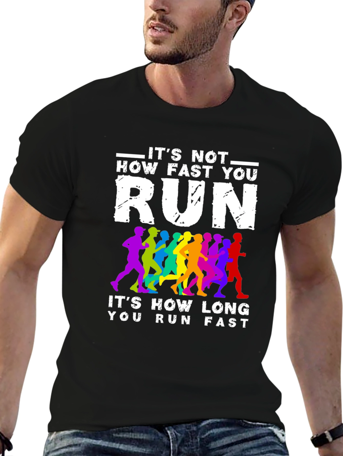 Black Running T-Shirt: It's Not How Fast You Run view 6