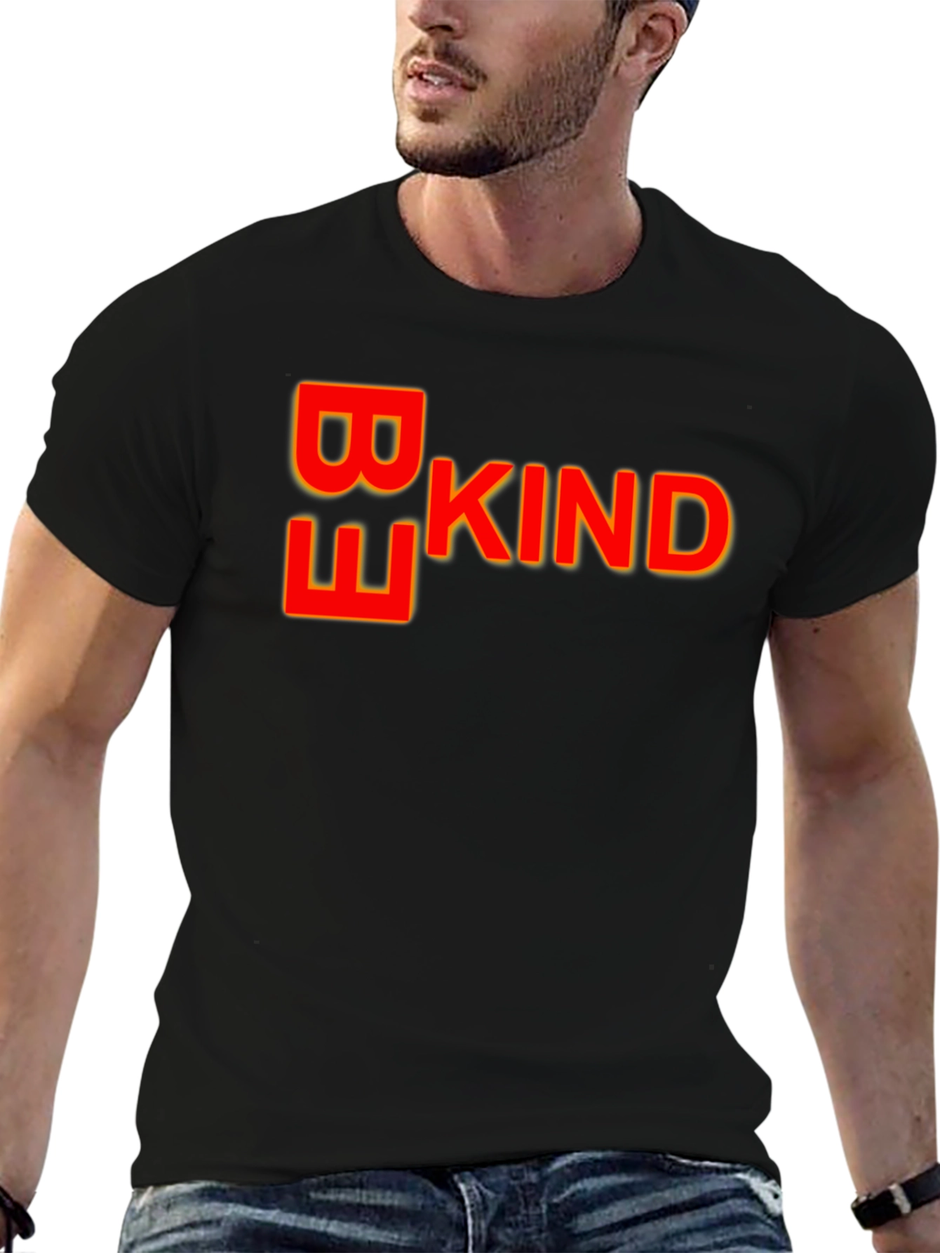 Black Be Kind T-Shirt - Stylish Crew Neck Soft Cotton Tee view 6