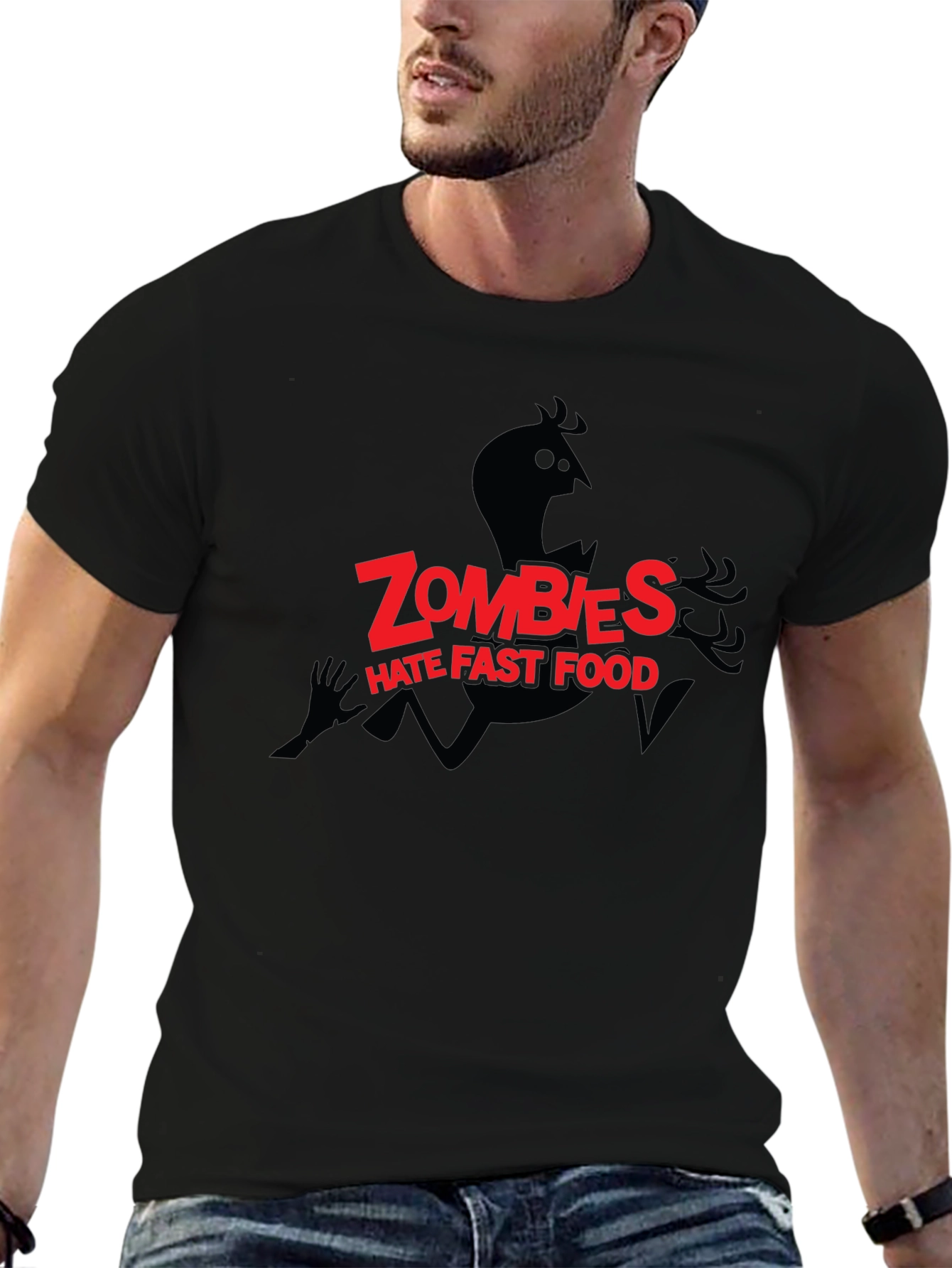 Black Zombies Hate Fast Food Graphic Tee view 6
