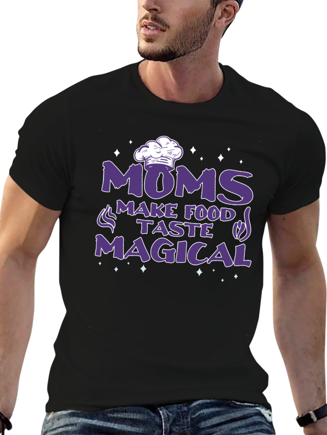 Black Moms Make Food Taste Magical Black T-Shirt view 6
