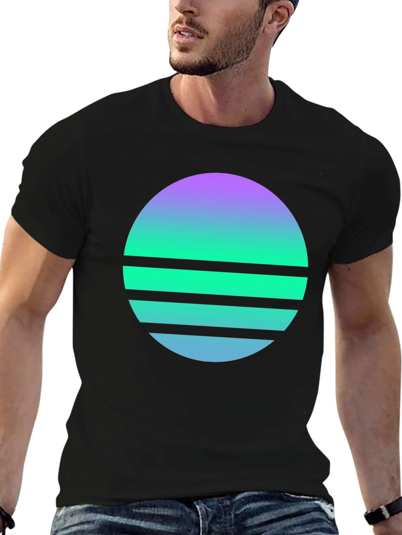 Black Retro Sunset Graphic Tee - Stylish Comfort view 6