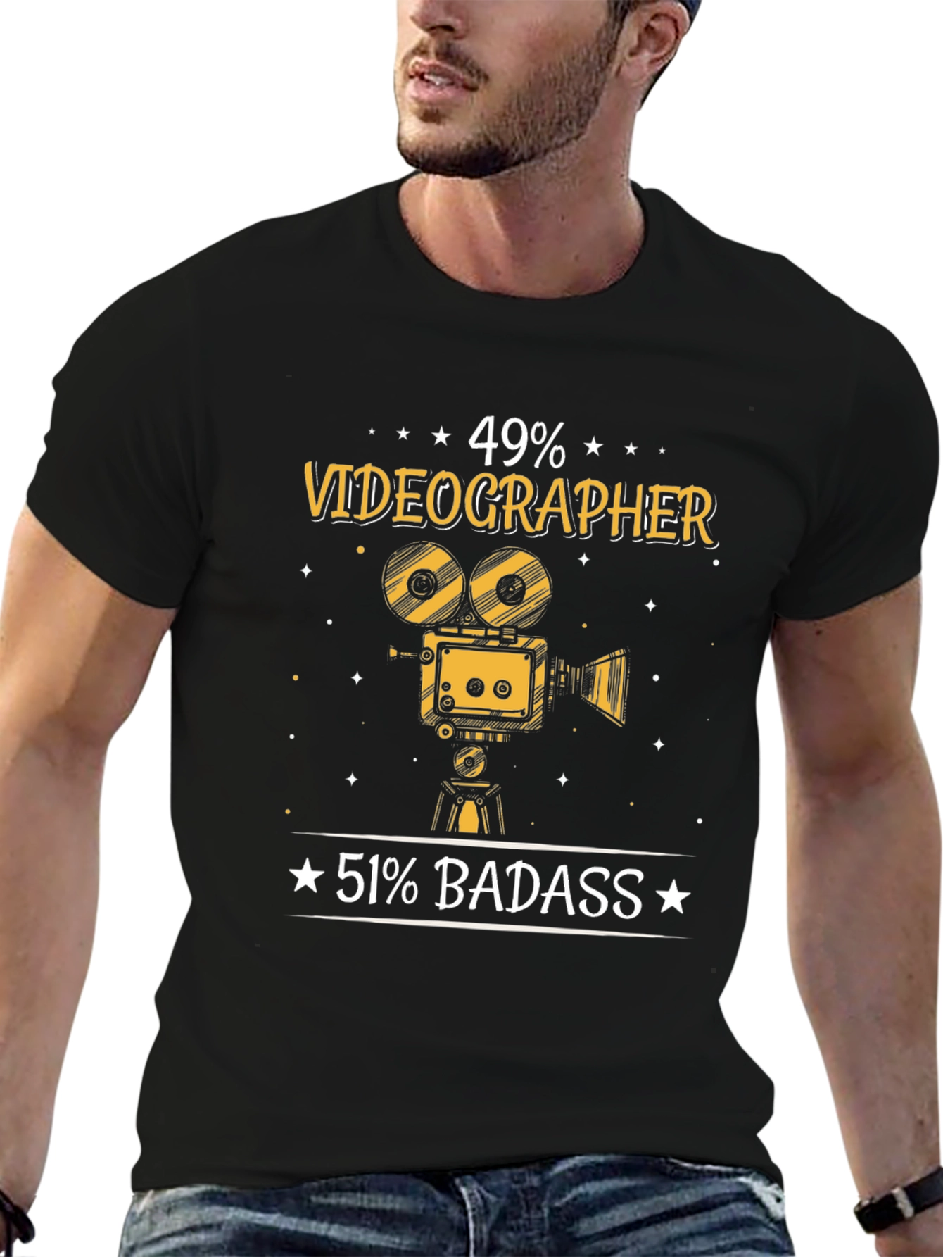 Black Videographer Badass Graphic Tee view 6