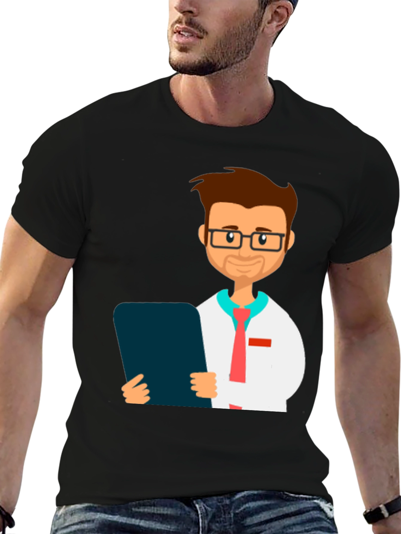 Black Cartoon Doctor Graphic Tee view 6
