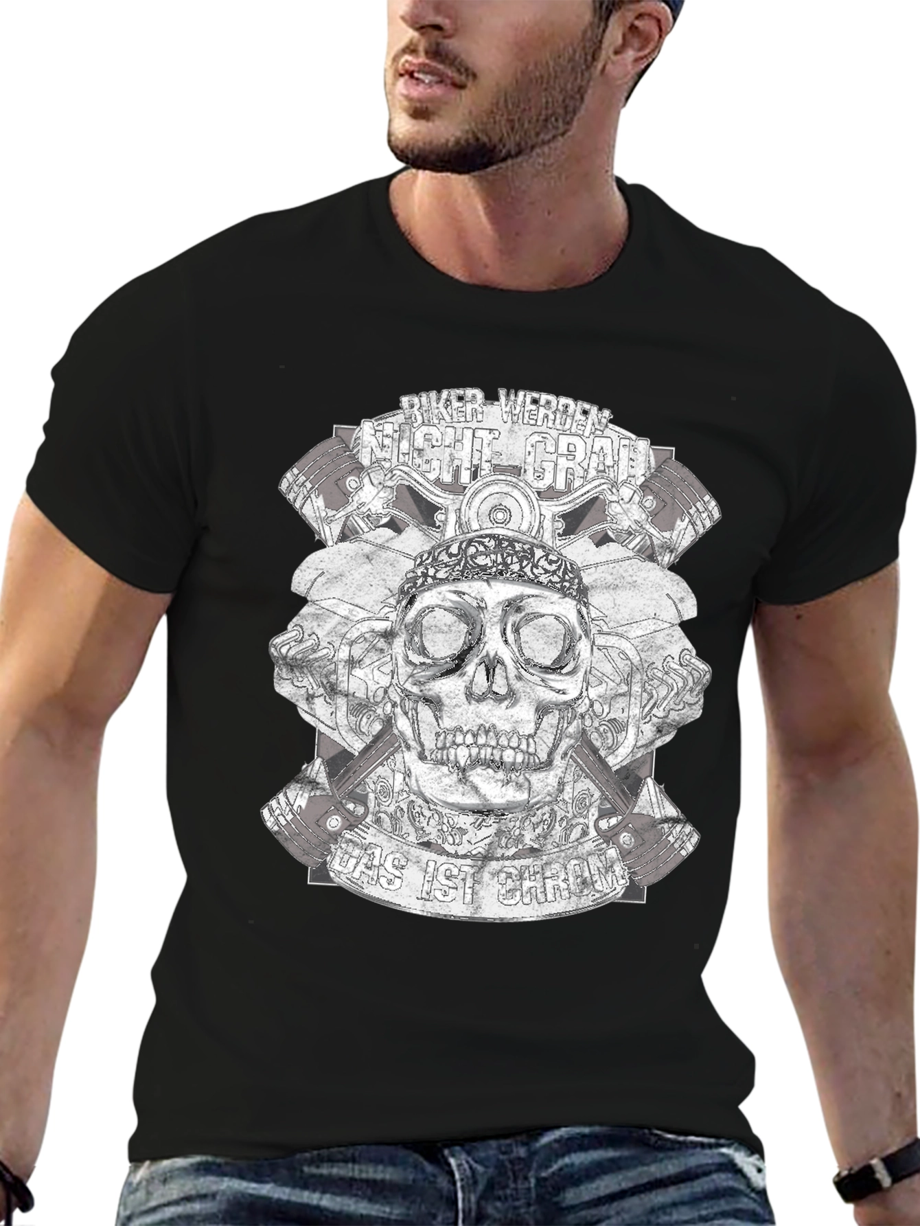 Black Biker Werden Night Grab Black T-Shirt view 6