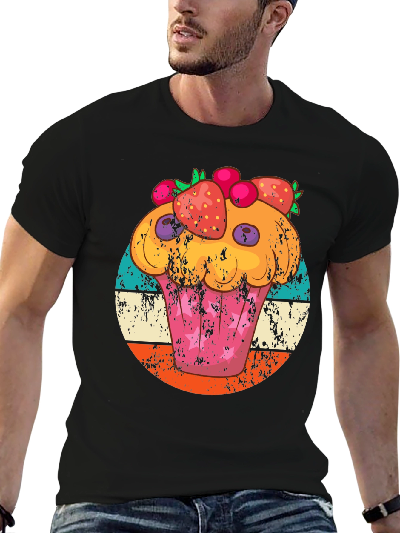 Black Cupcake Graphic Tee Retro Style view 6