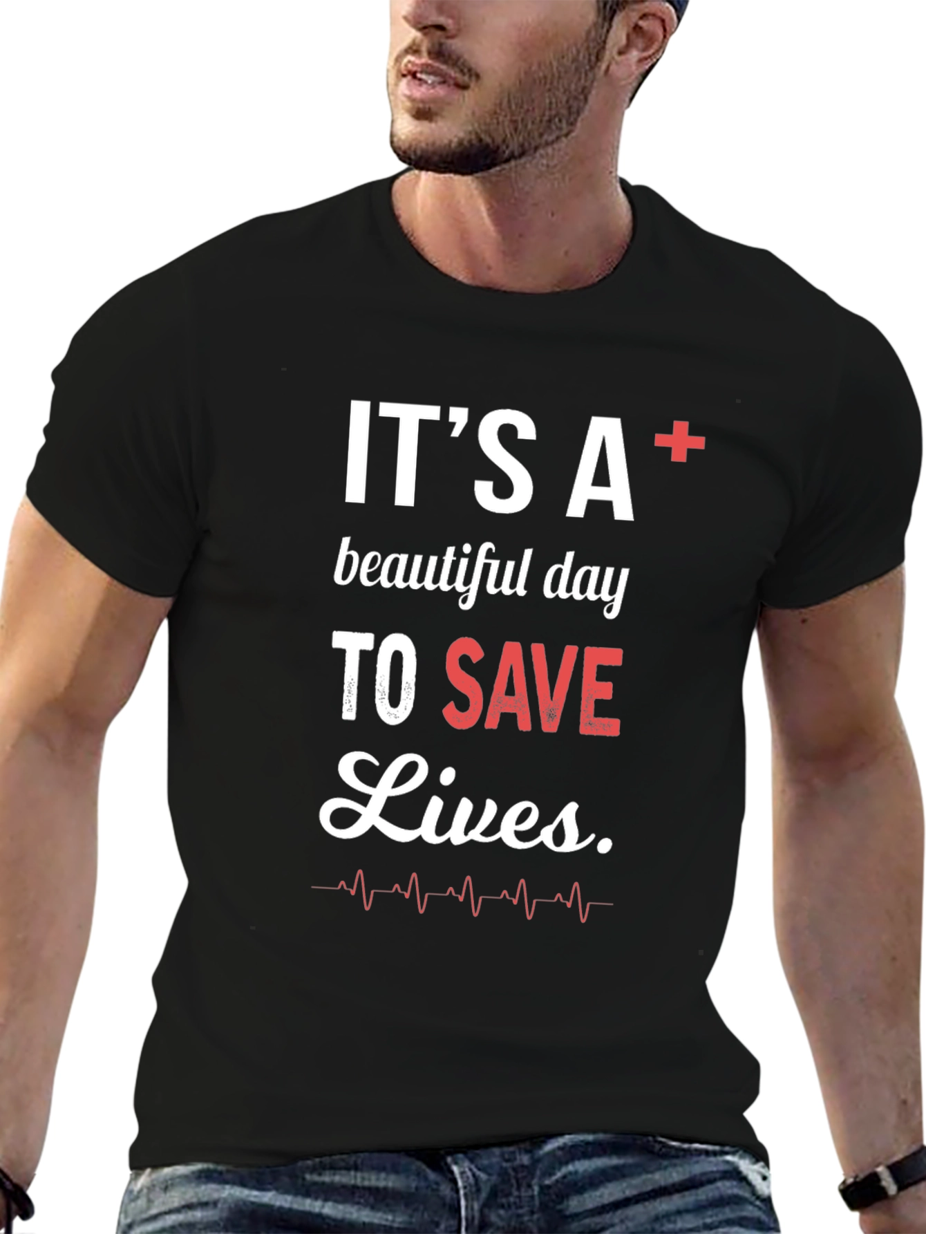 Black It's A+ Beautiful Day To Save Lives Graphic Tee view 6