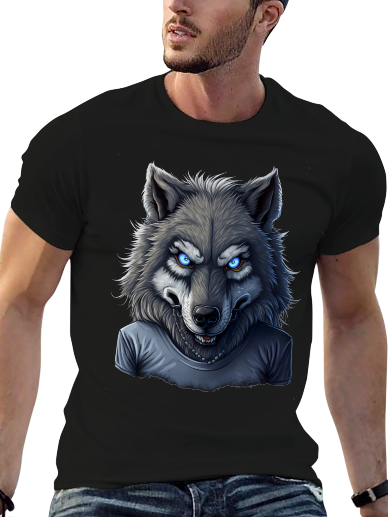 Black Wolf T-Shirt: Fierce Graphic Tee view 6