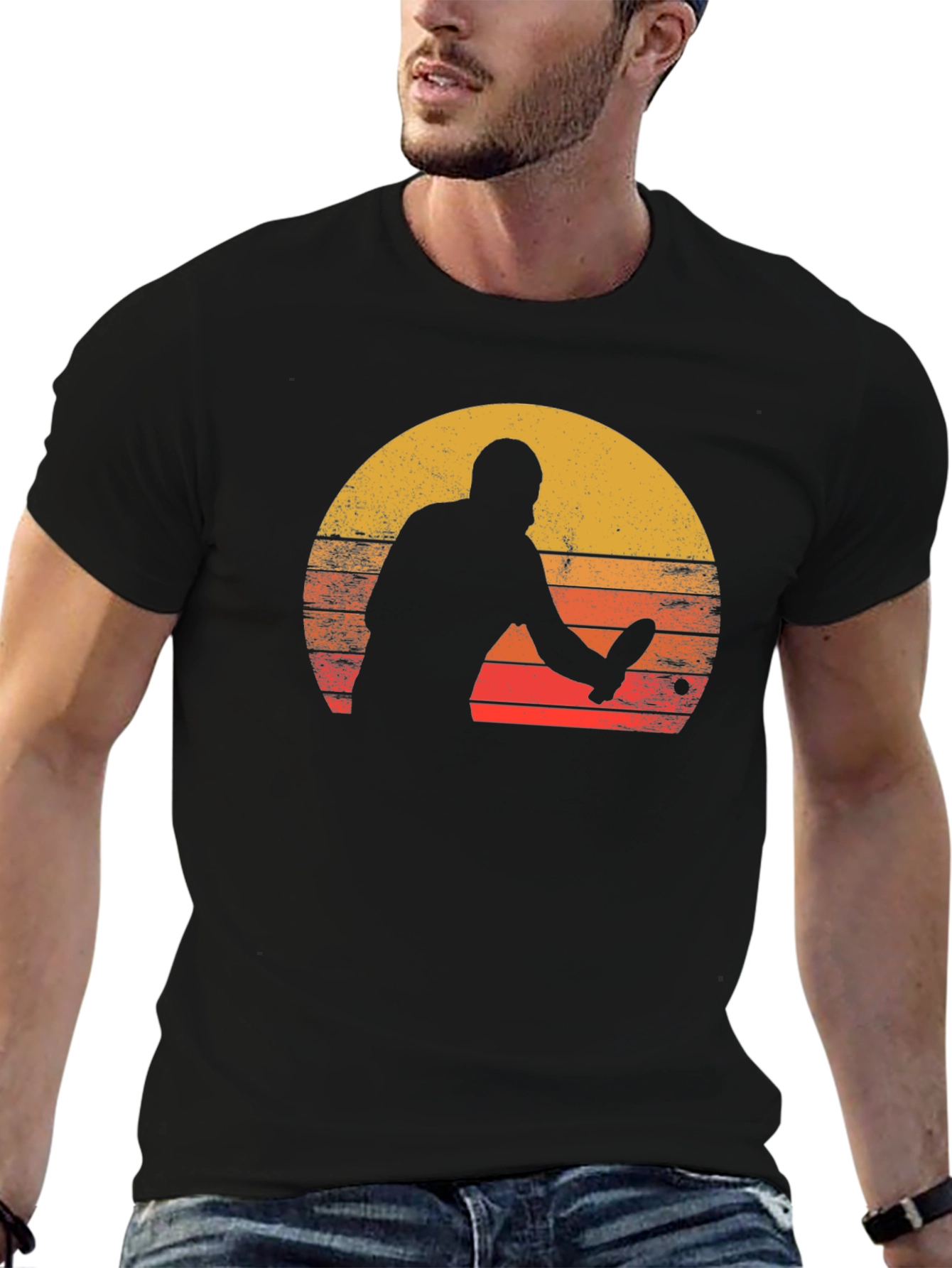 Black Retro Table Tennis Sunset Graphic Tee view 6