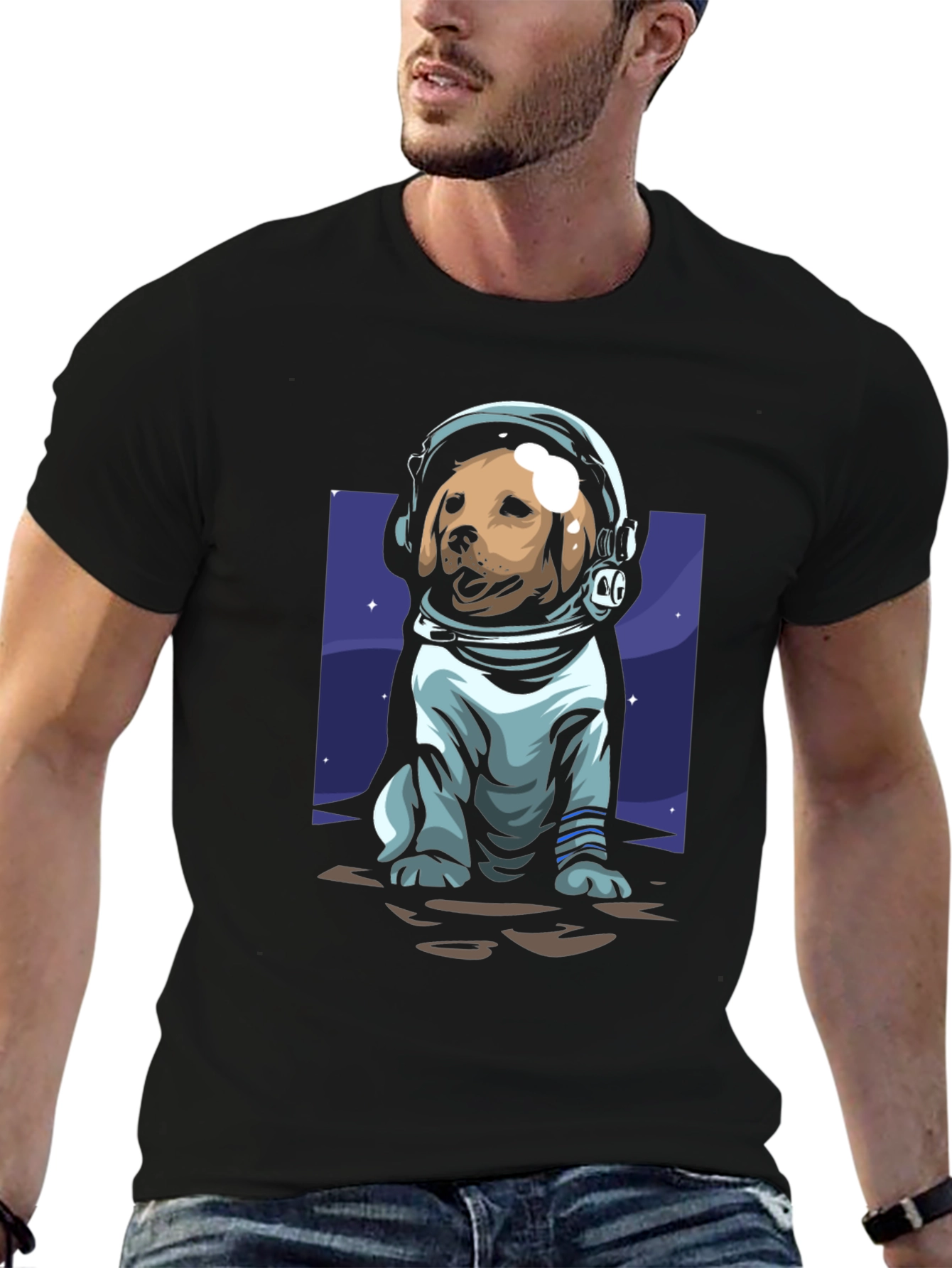 Black Dog Astronaut Graphic Tee - Black view 6