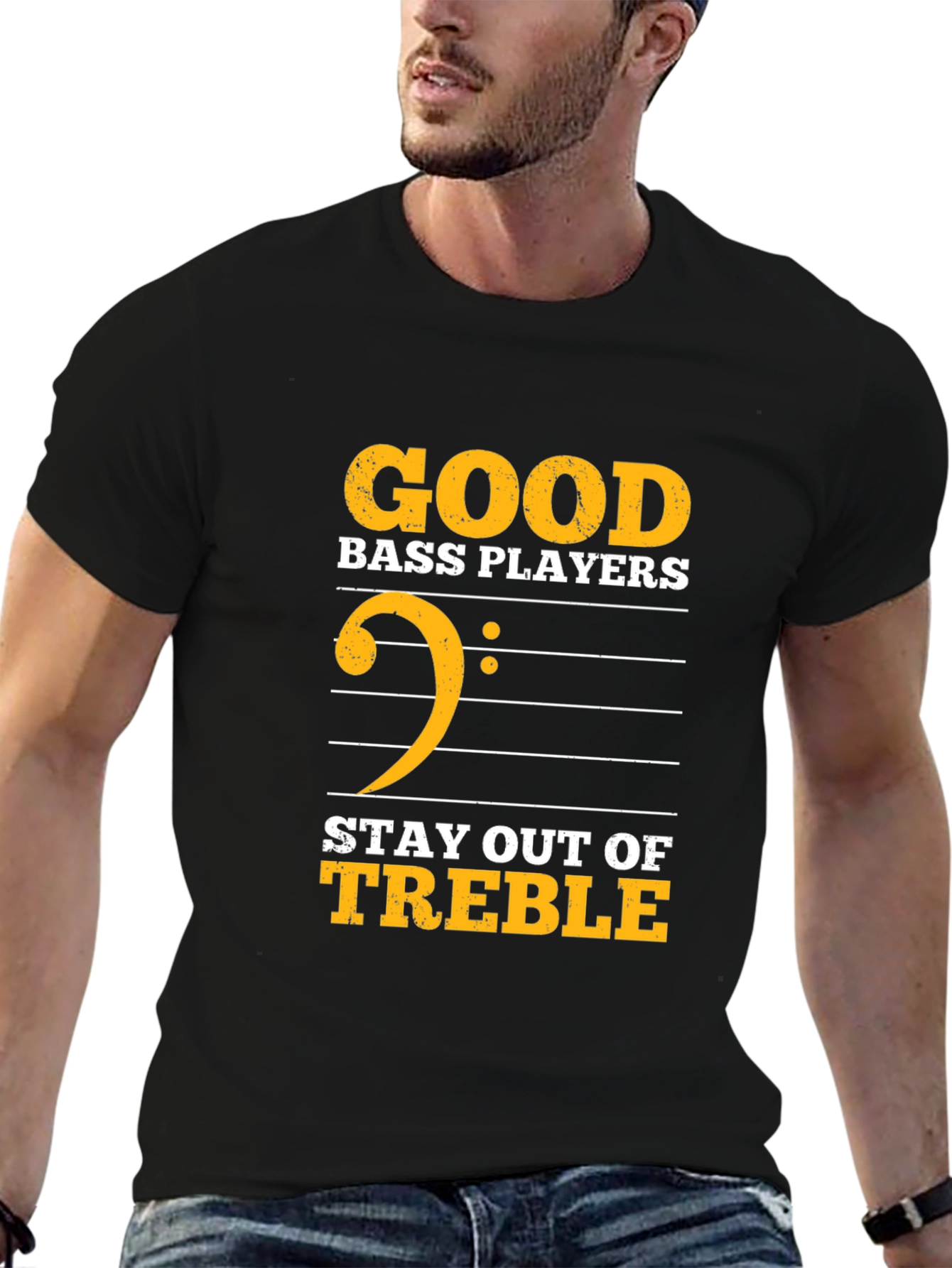 Black Good Bass Players Stay Out of Treble T-Shirt view 6
