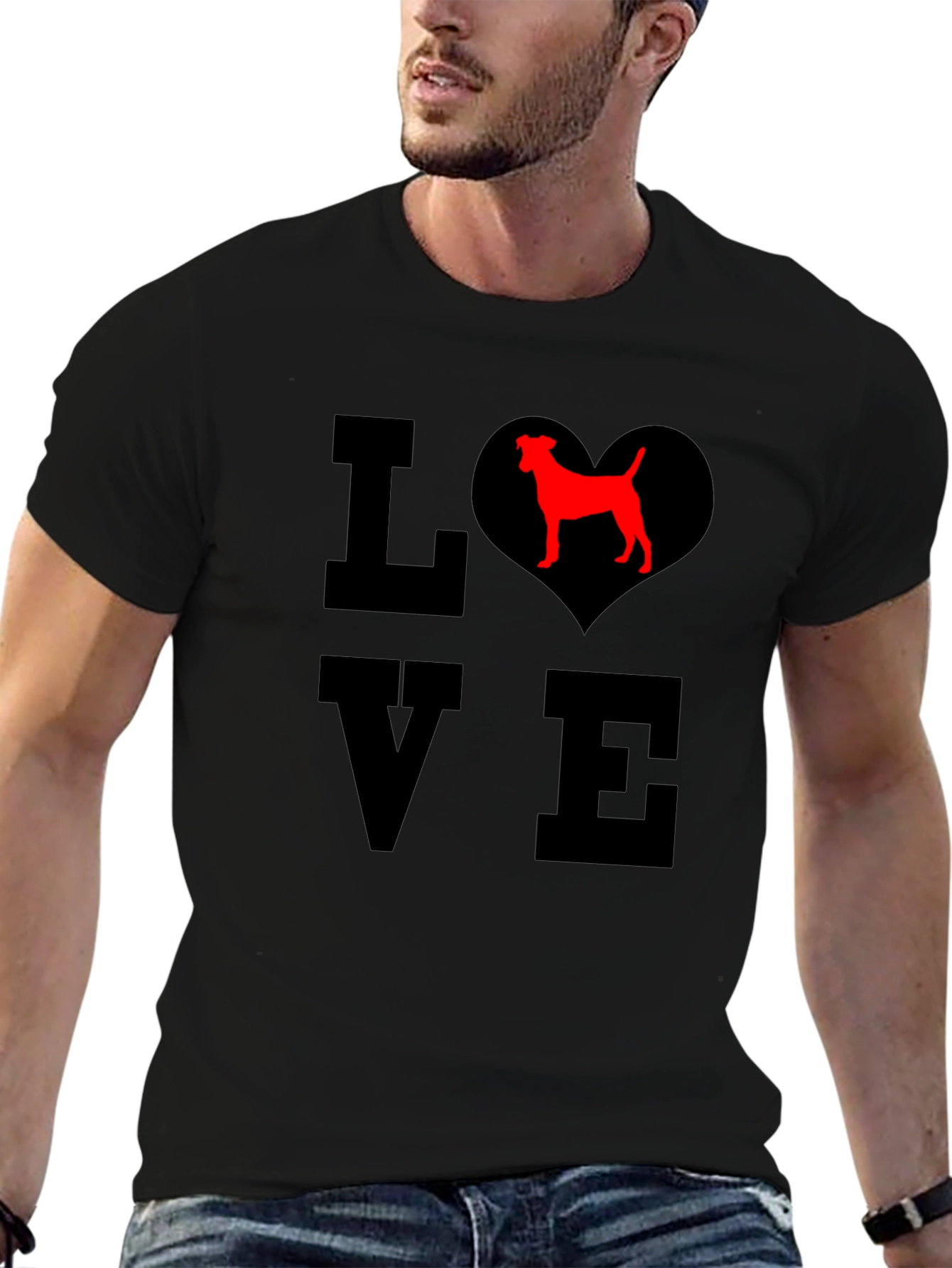 Black Love Dog T-Shirt - Heart Pet Graphic Tee view 6
