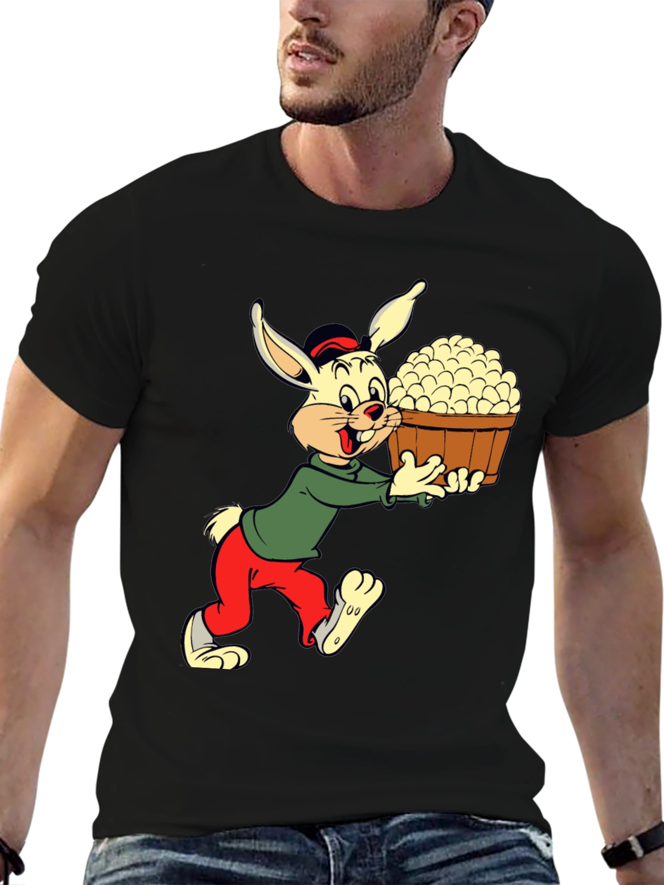 Black Cartoon Rabbit T-Shirt view 6