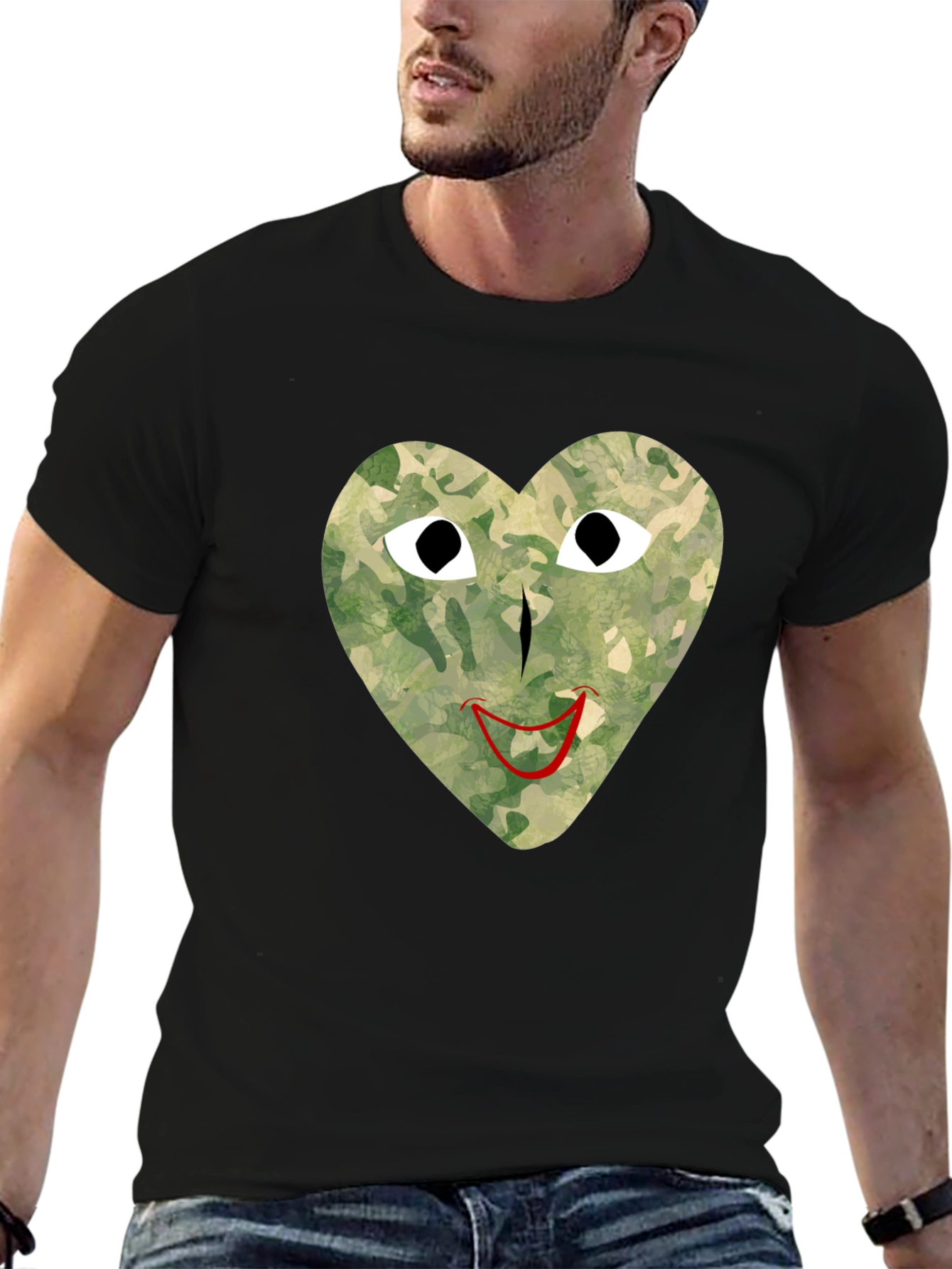 Black Camo Heart Graphic Tee - Unique Streetwear Style view 6