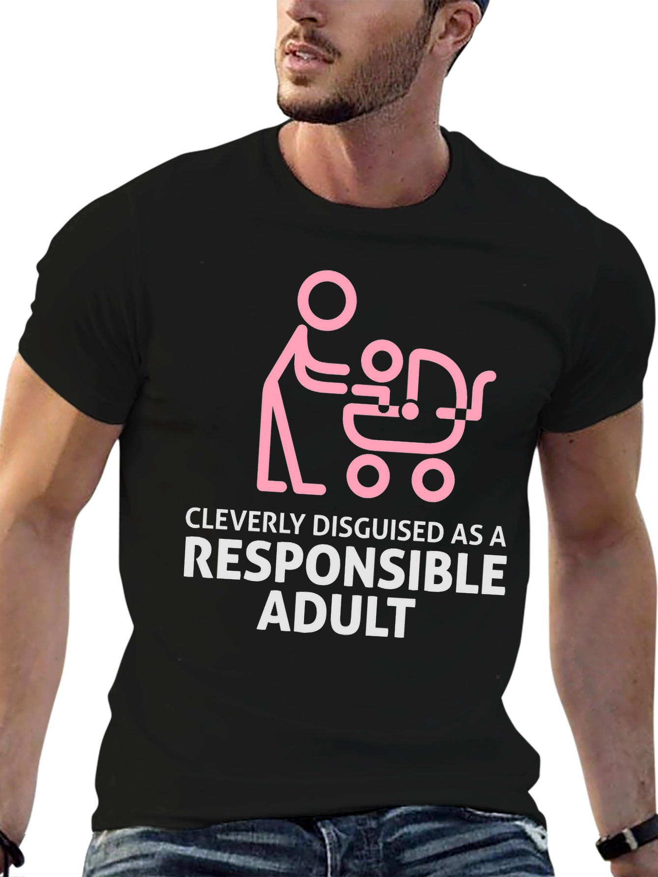 Black Cleverly Disguised Responsible Adult Funny T-Shirt view 6