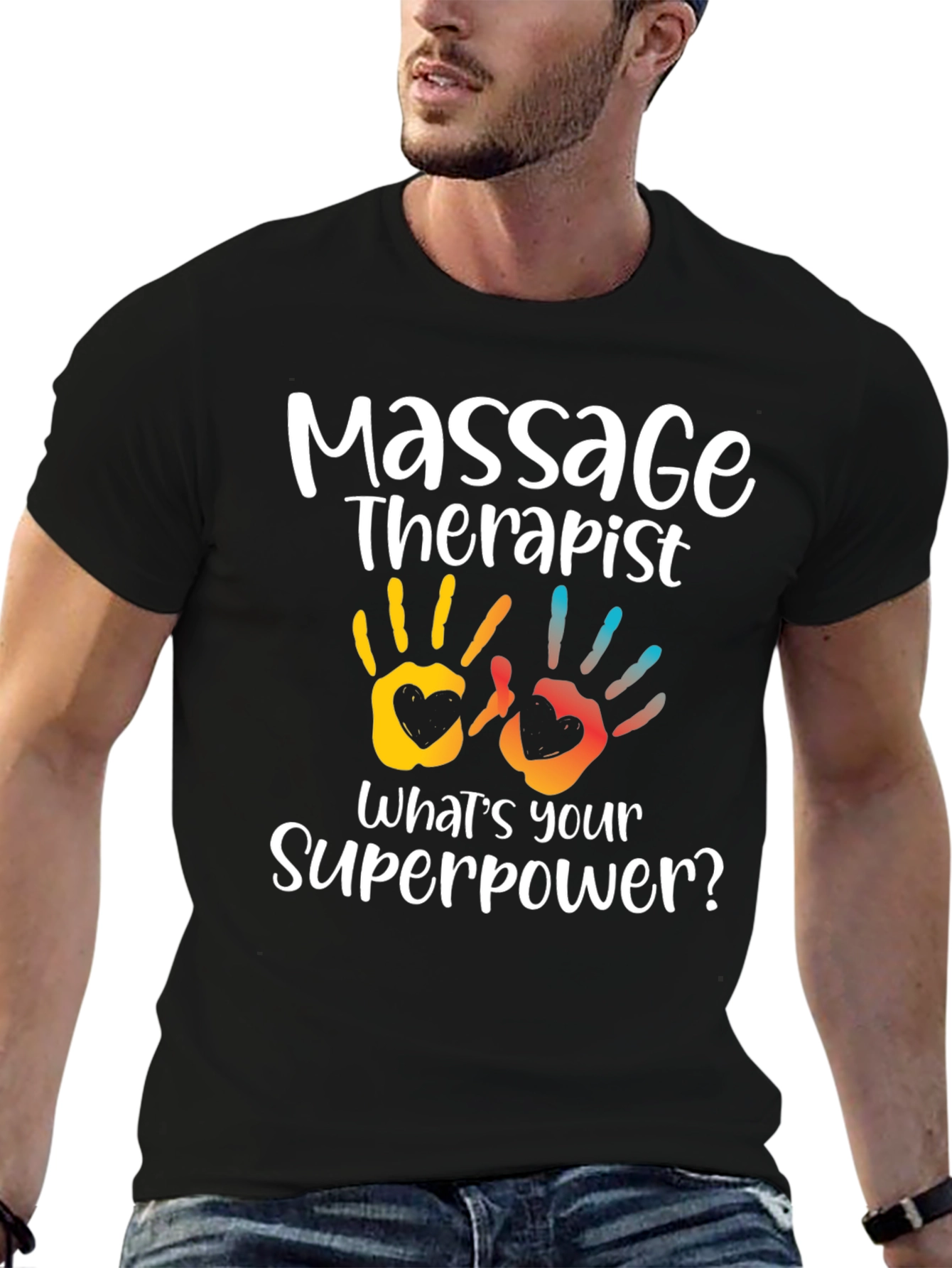 Black Massage Therapist Superpower T-Shirt view 6