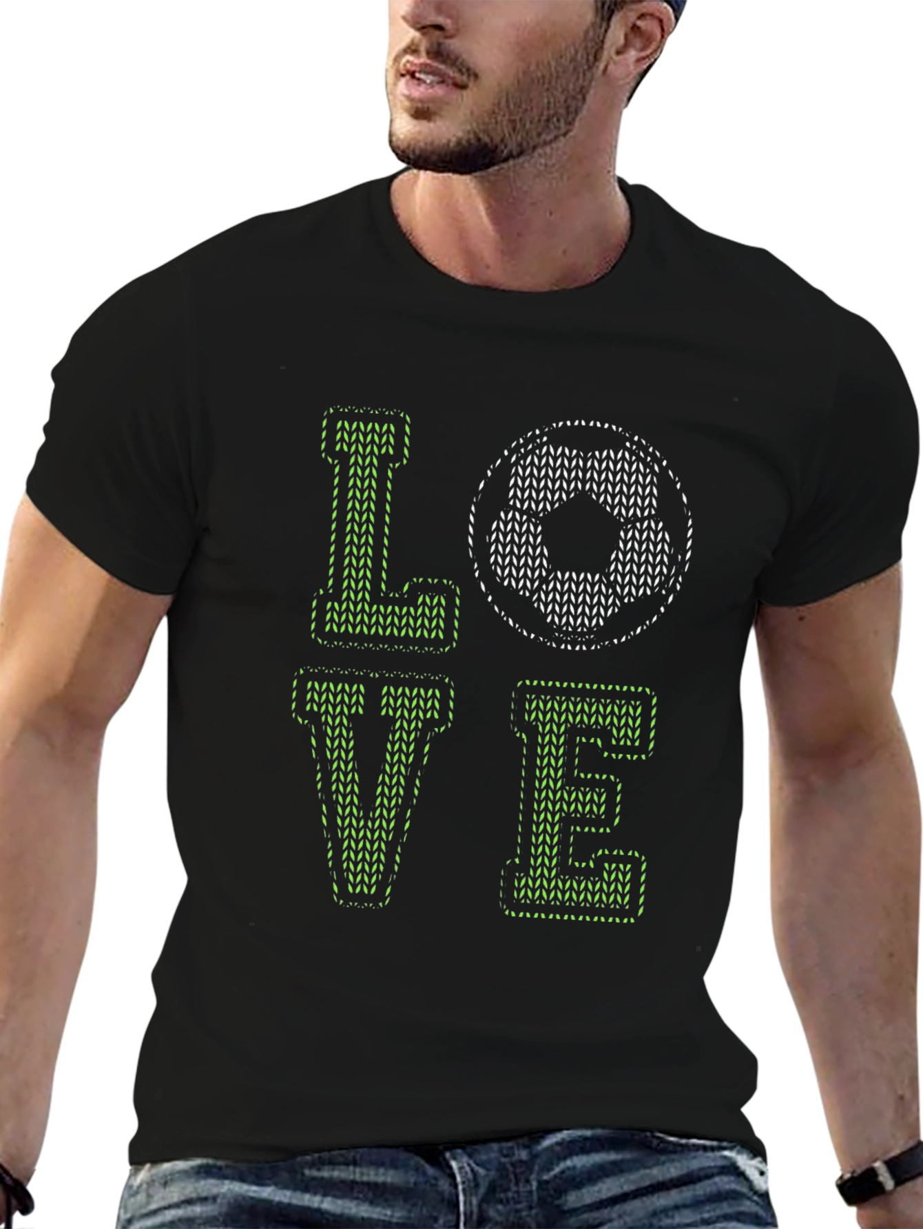 Black Love Soccer Graphic Black T-Shirt view 6