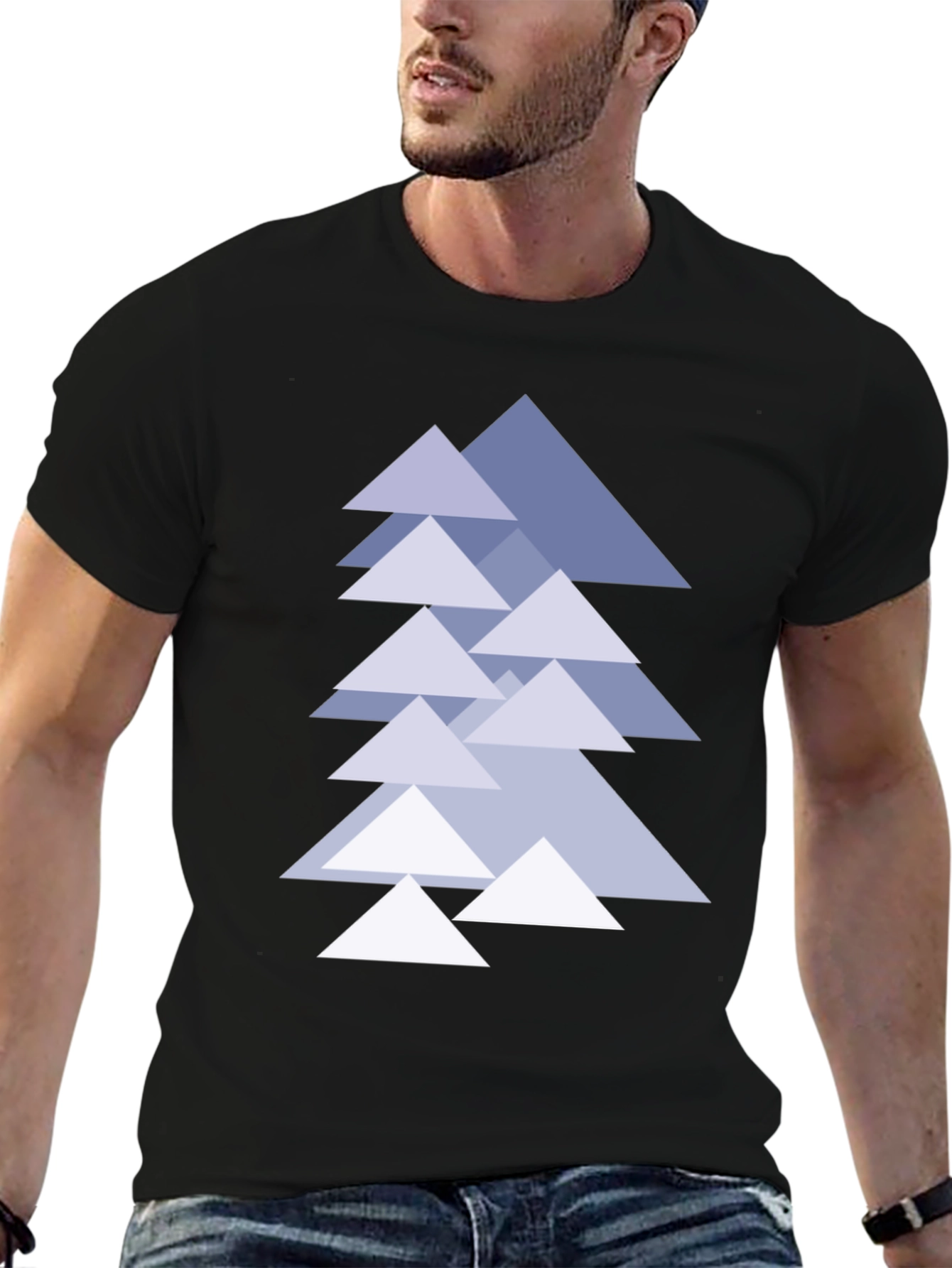 Black Geometric Tree T-Shirt - Modern Minimalist Design view 6