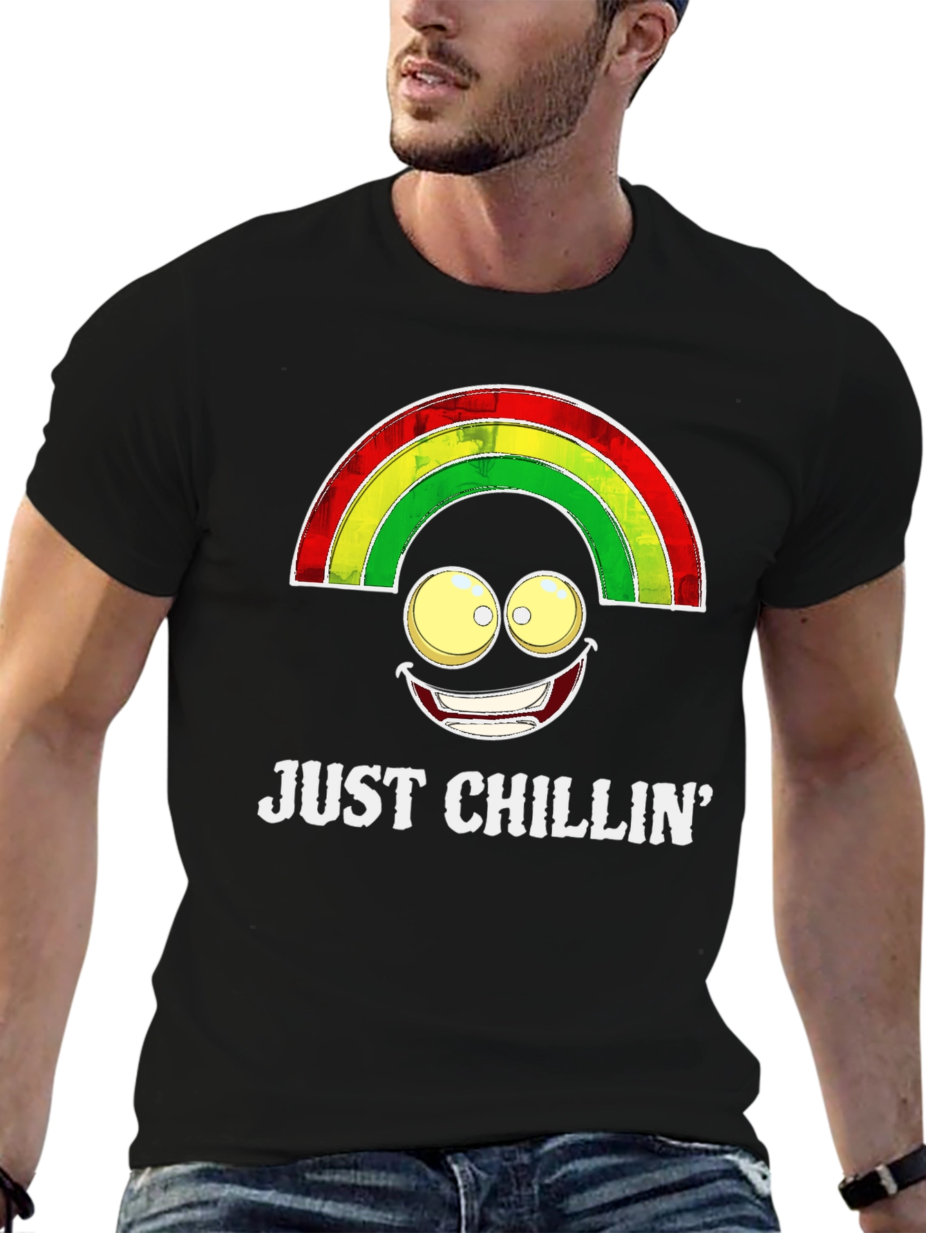 Black Just Chillin' Rainbow Smile T-Shirt view 6