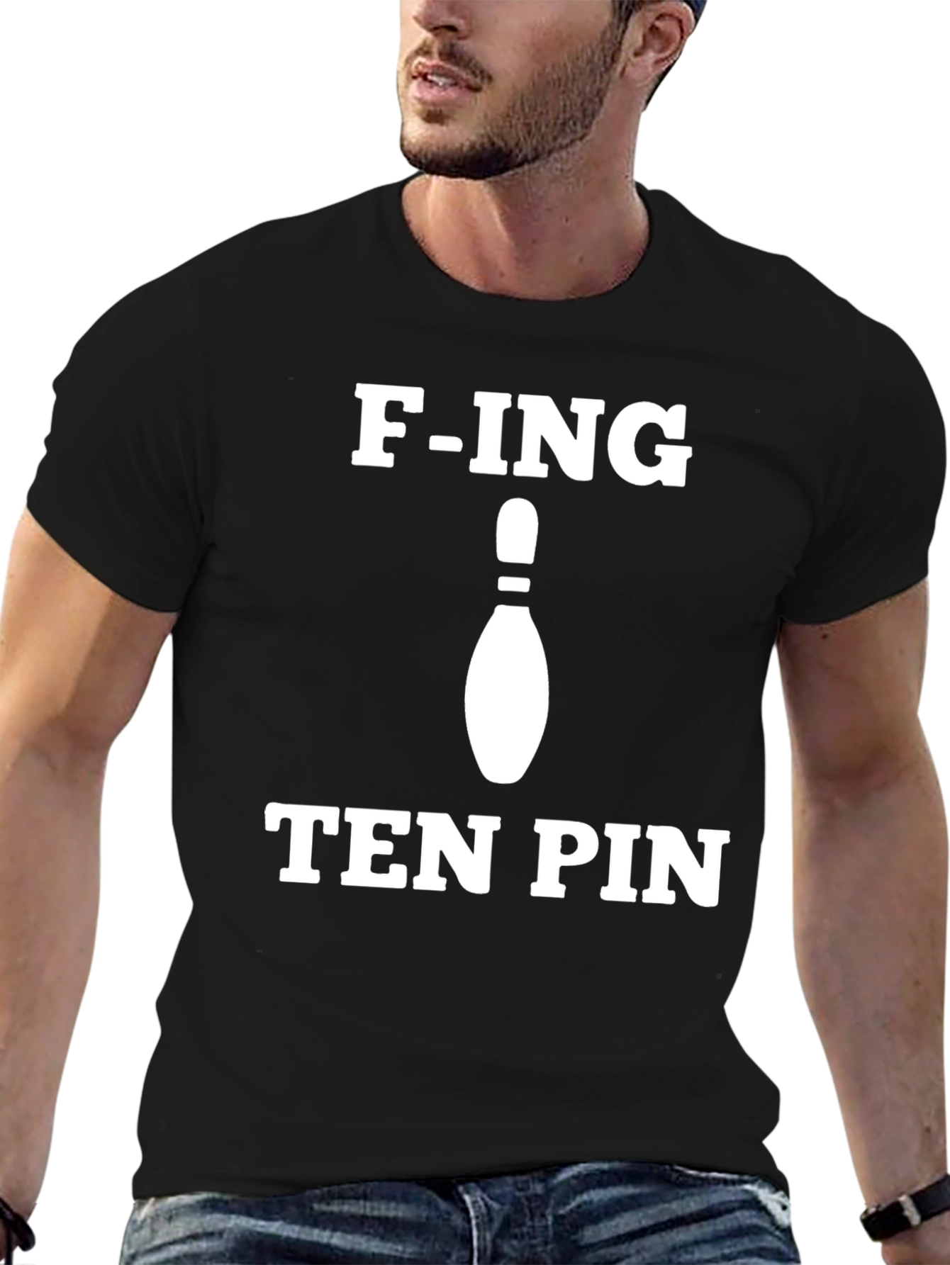 Black F-ING Ten Pin Graphic T-Shirt - Black Cotton Tee view 6