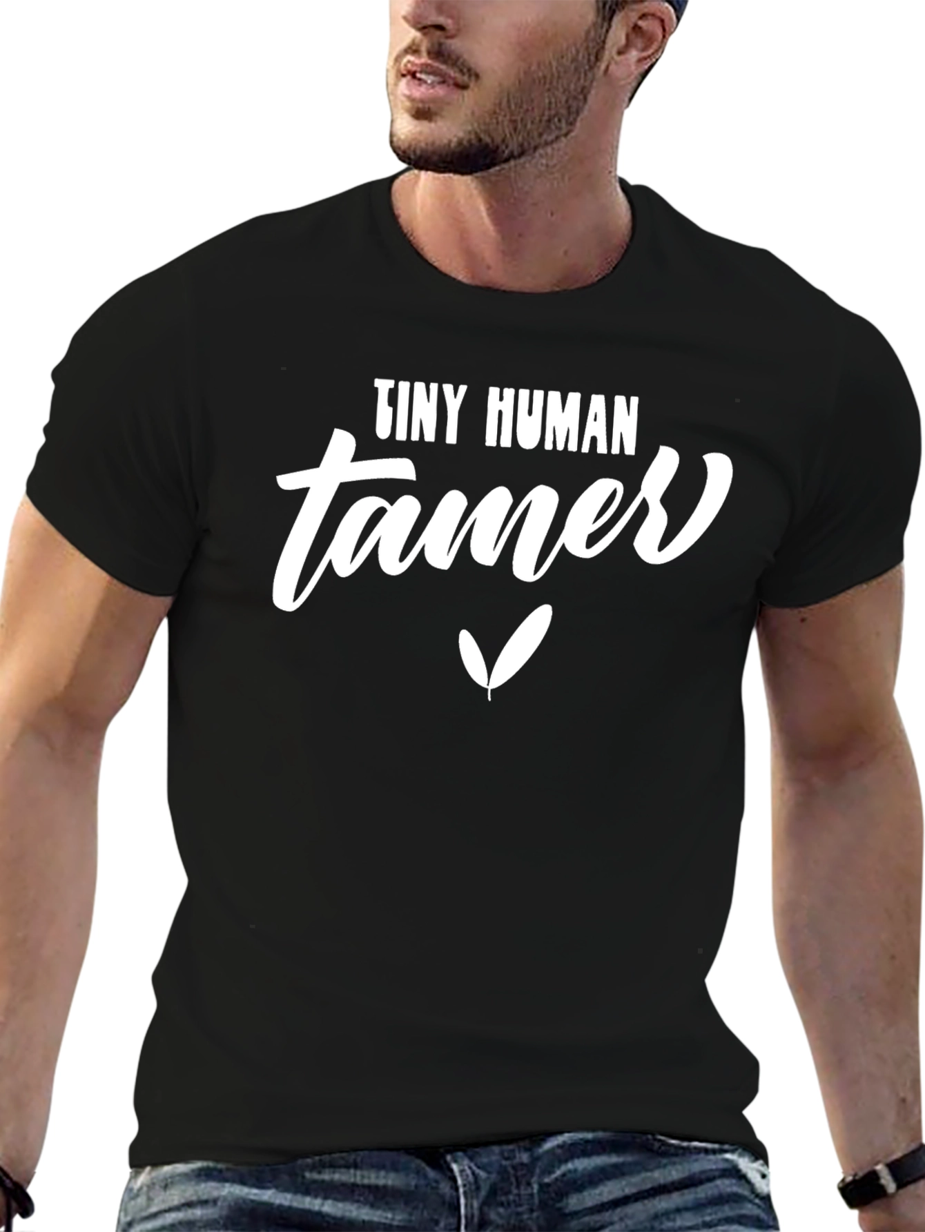 Black Tiny Human Tamer Graphic Tee - Soft Cotton Blend view 6