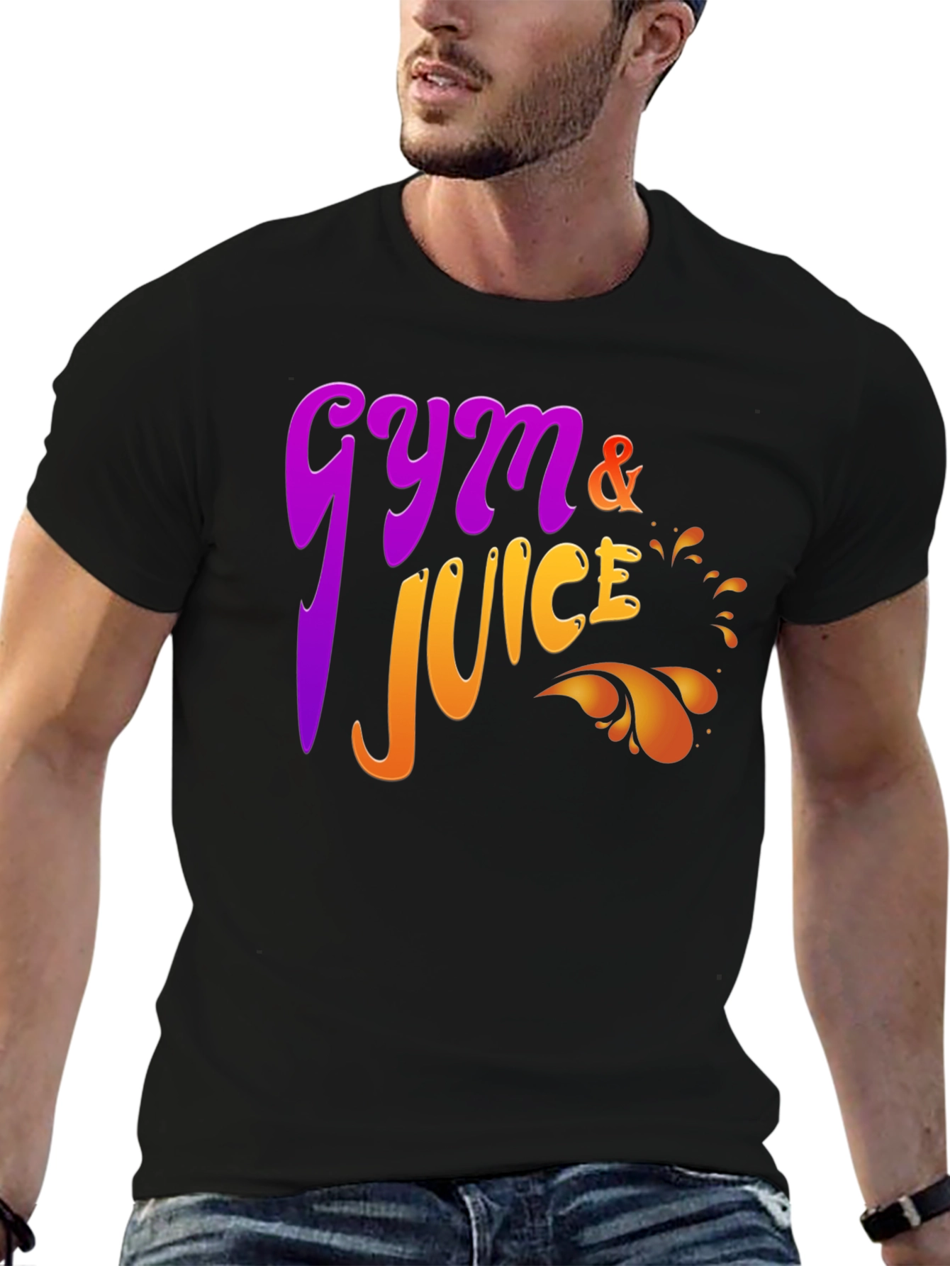 Black Gym & Juice Graphic Print T-Shirt view 6