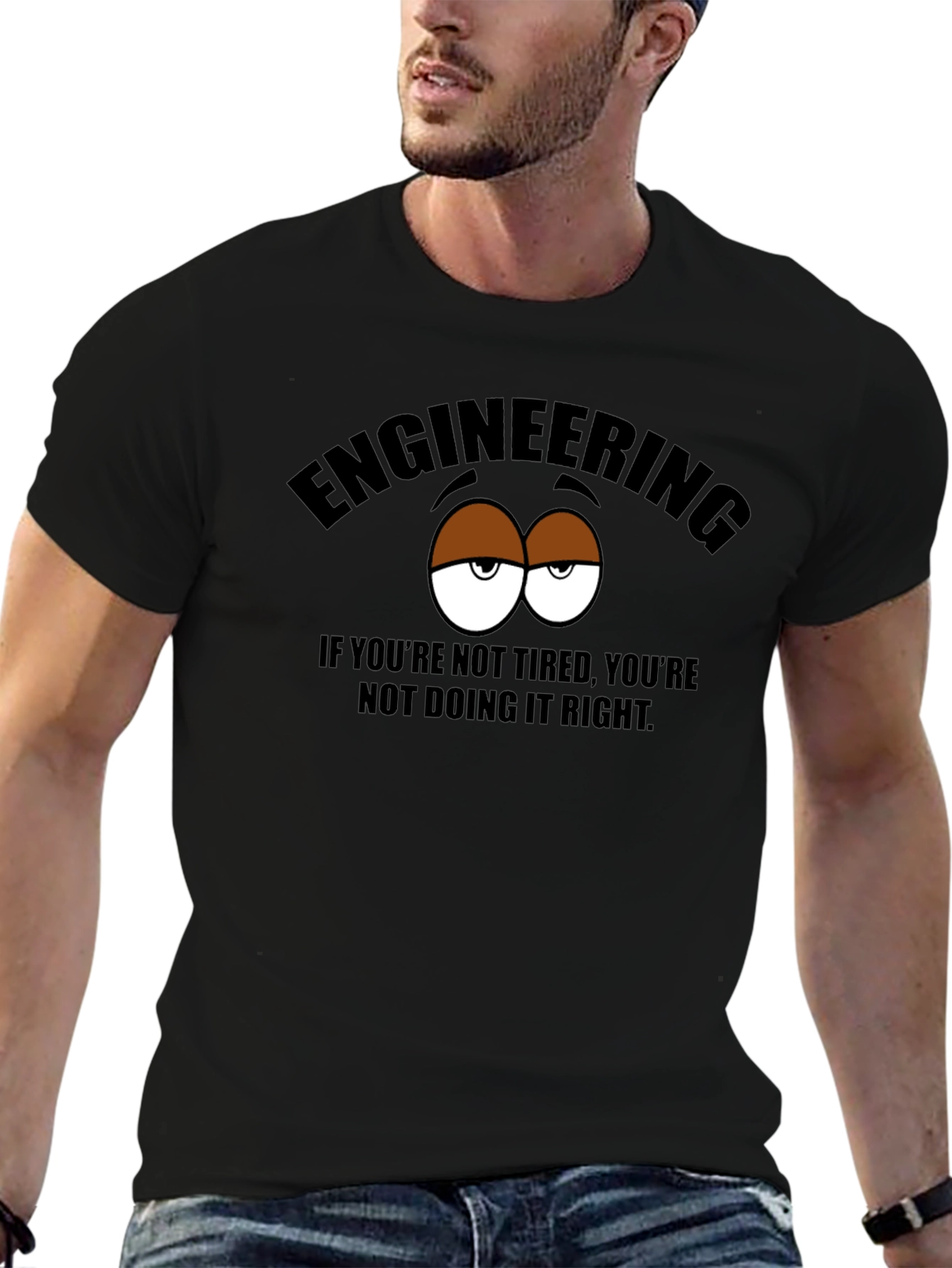Black Engineering Tired Eyes Graphic T-Shirt view 6