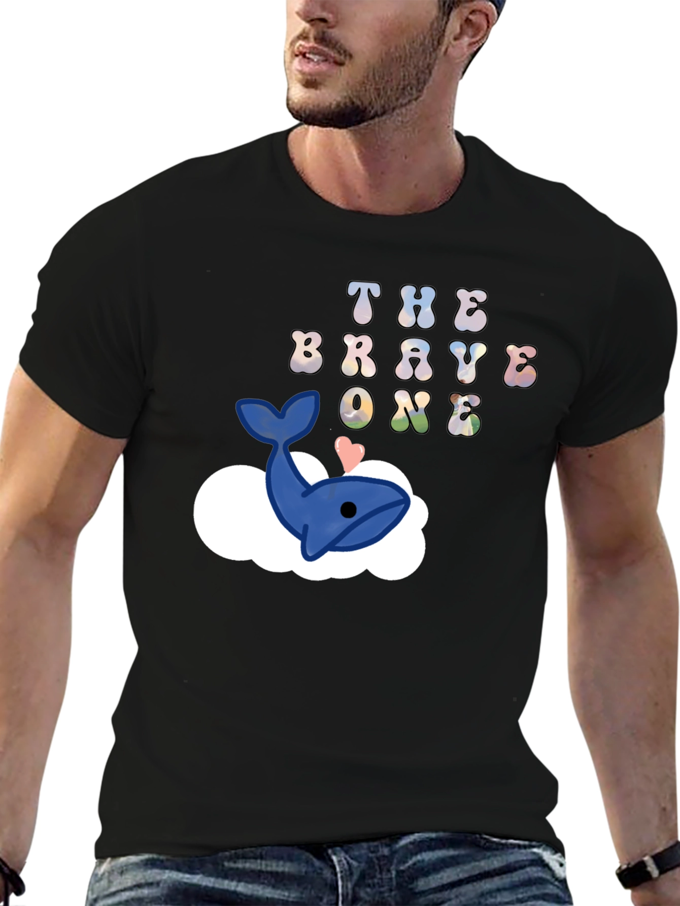 Black The Brave One Whale Cloud T-Shirt view 6
